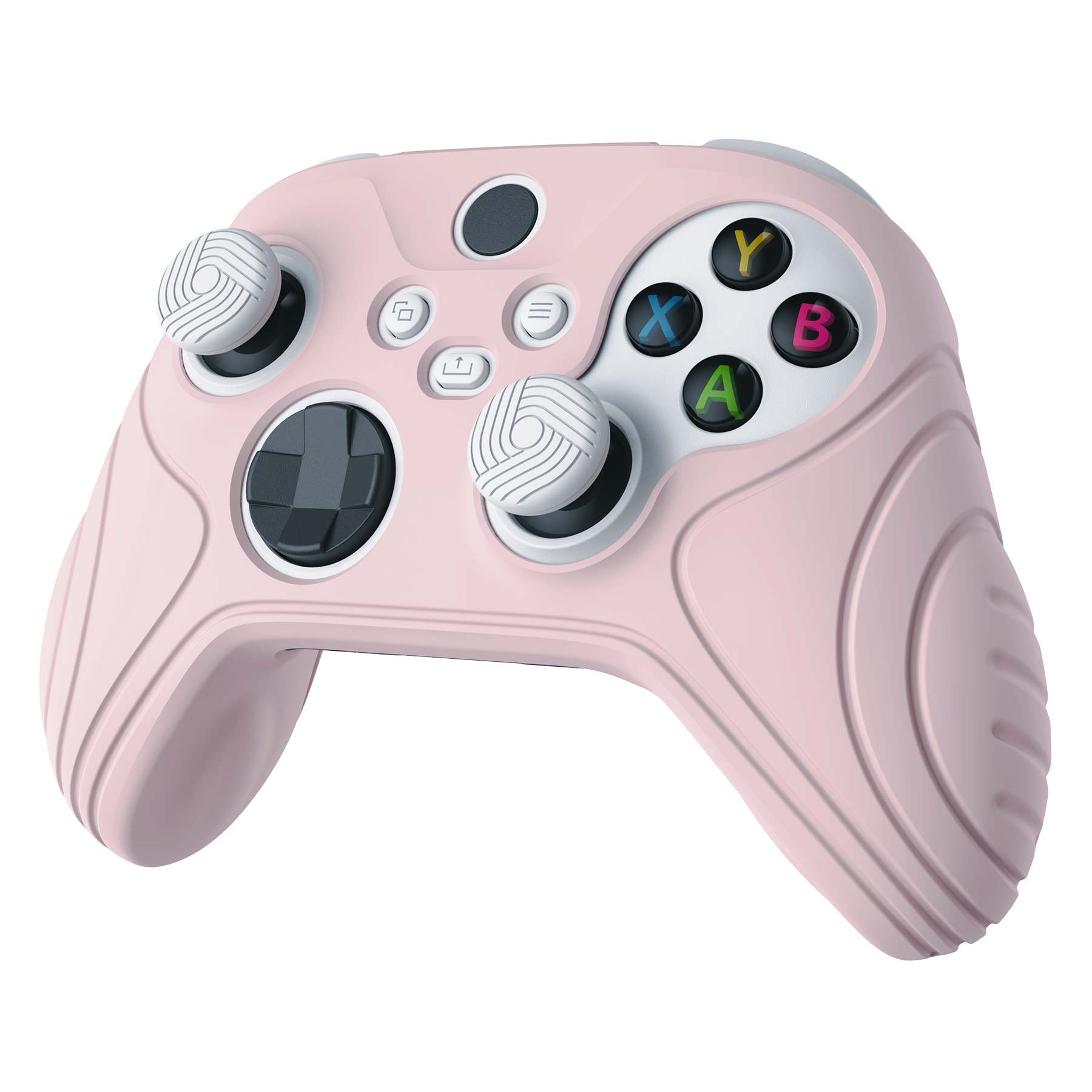 PlayVital Samurai Edition Pink Anti-slip Controller Grip Silicone Skin, Ergonomic Soft Rubber Protective Case Cover for Xbox Series S/X Controller with White Thumb Stick Caps - WAX3005 PlayVital