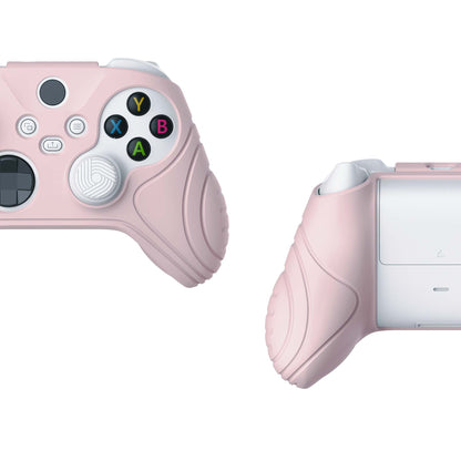 PlayVital Samurai Edition Pink Anti-slip Controller Grip Silicone Skin, Ergonomic Soft Rubber Protective Case Cover for Xbox Series S/X Controller with White Thumb Stick Caps - WAX3005 PlayVital