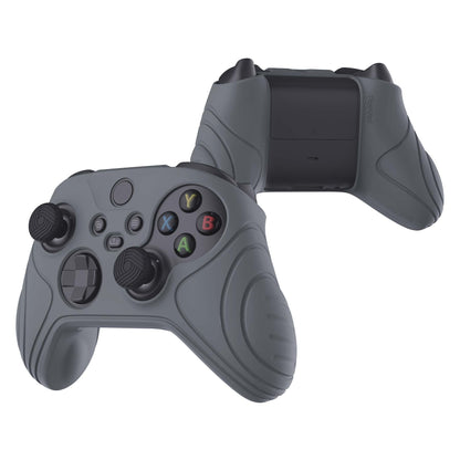 PlayVital Samurai Edition Gray Anti-slip Controller Grip Silicone Skin, Ergonomic Soft Rubber Protective Case Cover for Xbox Series S/X Controller with Black Thumb Stick Caps - WAX3006 PlayVital