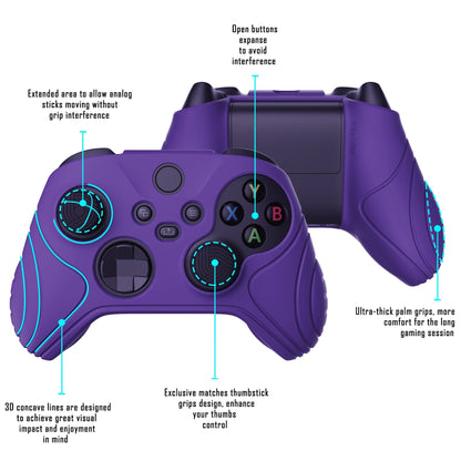 PlayVital Samurai Edition Purple Anti-slip Controller Grip Silicone Skin, Ergonomic Soft Rubber Protective Case Cover for Xbox Series S/X Controller with Black Thumb Stick Caps - WAX3007 PlayVital