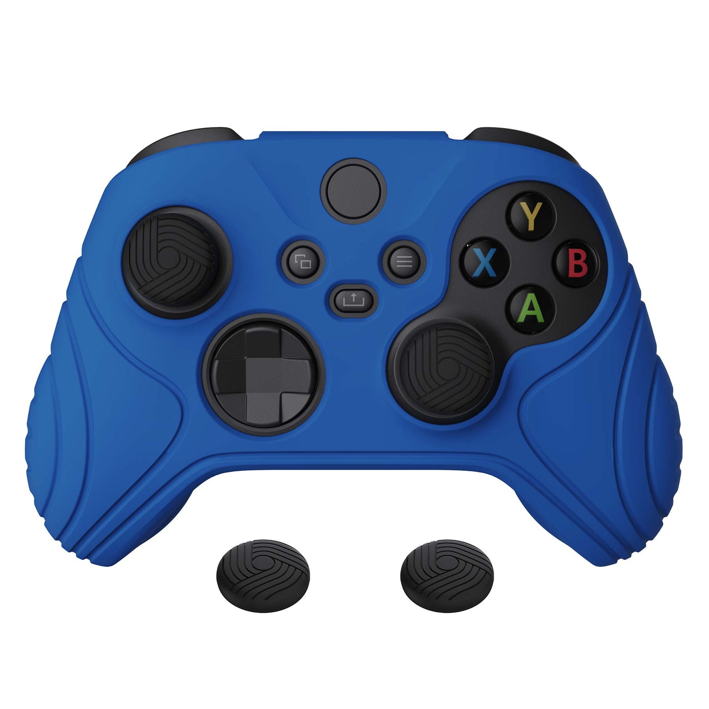 PlayVital Samurai Edition Blue Anti-slip Controller Grip Silicone Skin, Ergonomic Soft Rubber Protective Case Cover for Xbox Series S/X Controller with Black Thumb Stick Caps - WAX3008 PlayVital