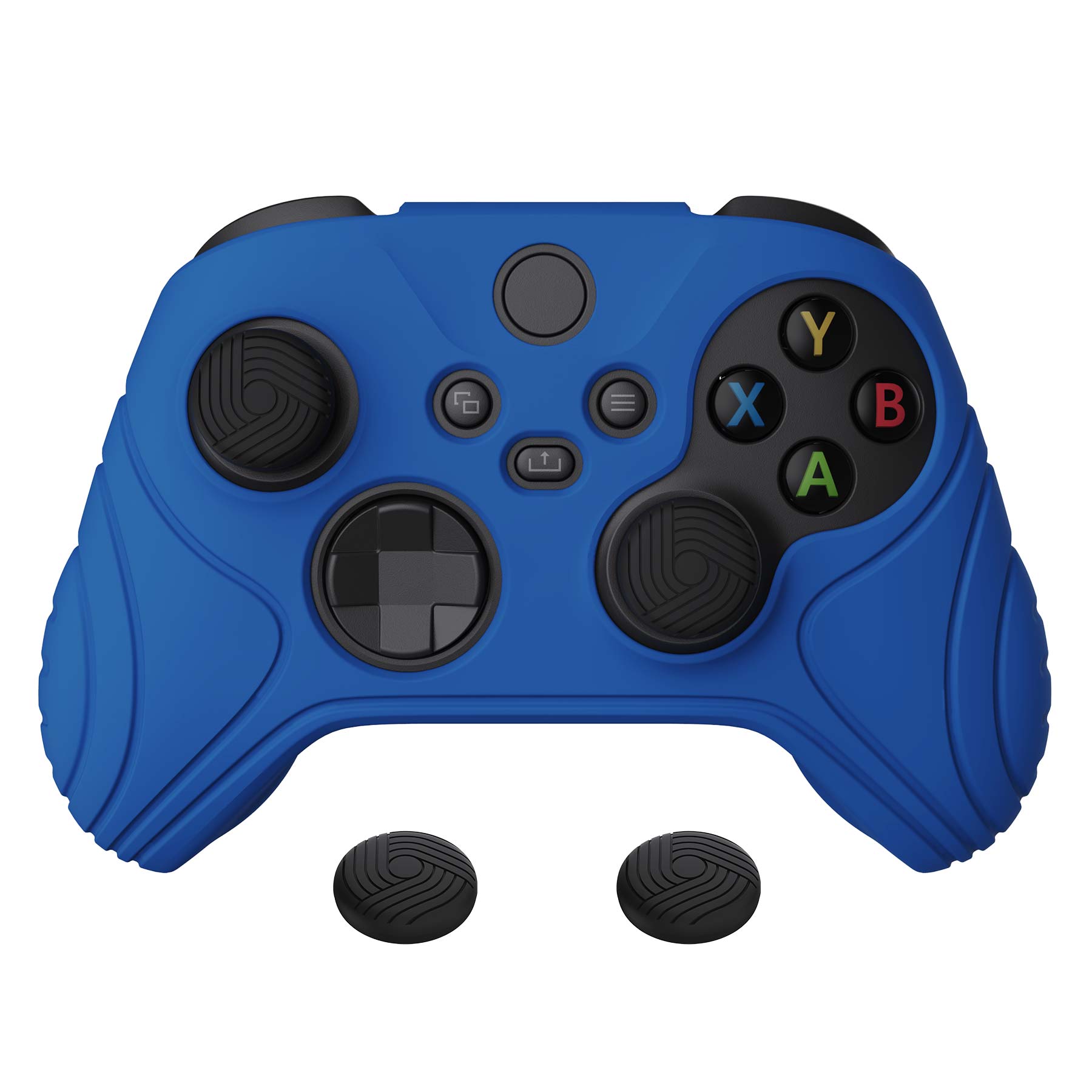 PlayVital Samurai Edition Blue Anti-slip Controller Grip Silicone Skin, Ergonomic Soft Rubber Protective Case Cover for Xbox Series S/X Controller with Black Thumb Stick Caps - WAX3008 PlayVital