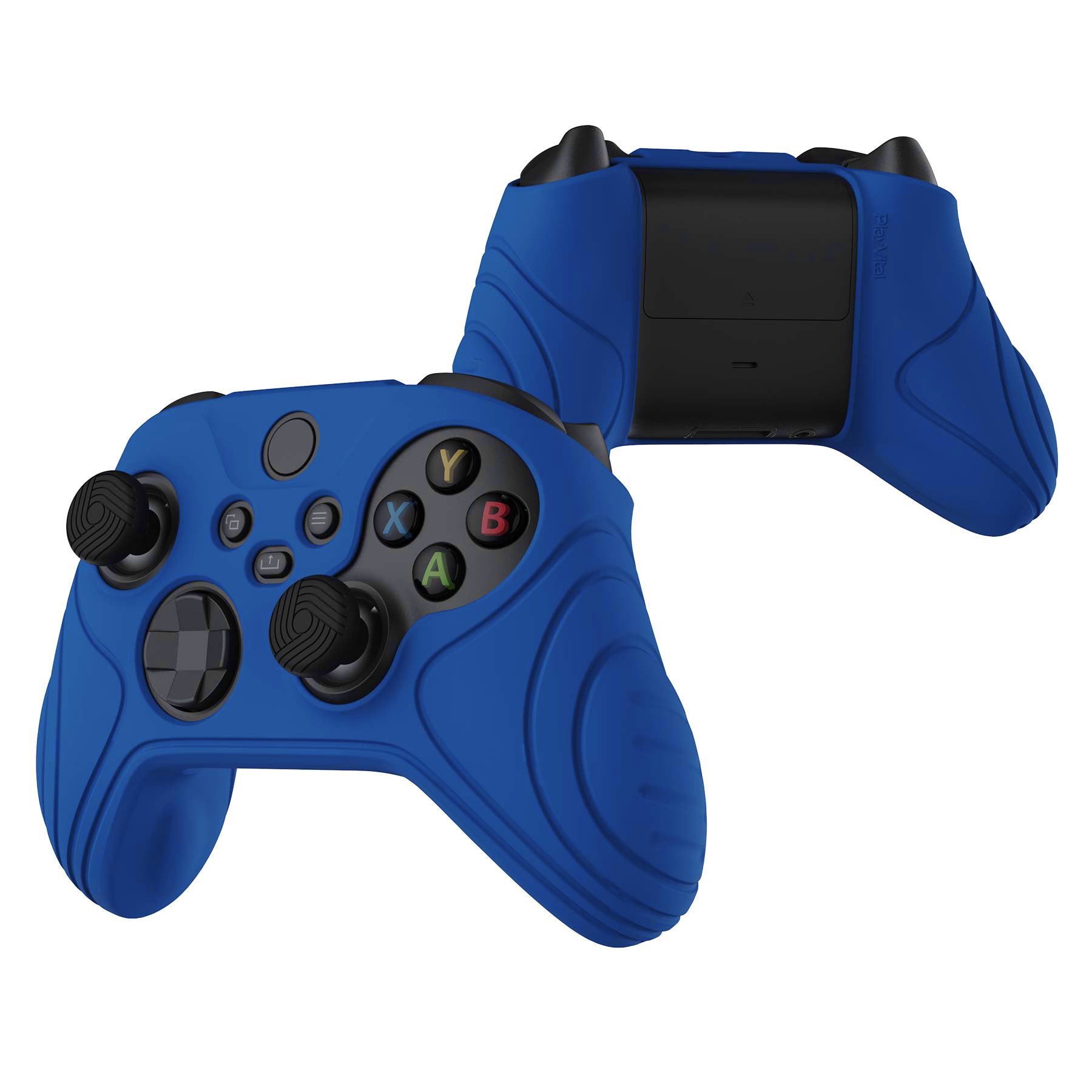 PlayVital Samurai Edition Blue Anti-slip Controller Grip Silicone Skin, Ergonomic Soft Rubber Protective Case Cover for Xbox Series S/X Controller with Black Thumb Stick Caps - WAX3008 PlayVital