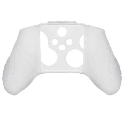 PlayVital Samurai Edition Clear White Anti-slip Controller Grip Silicone Skin, Ergonomic Soft Rubber Protective Case Cover for Xbox Series S/X Controller with Clear White Thumb Stick Caps - WAX3012 PlayVital