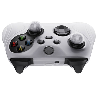 PlayVital Samurai Edition Clear White Anti-slip Controller Grip Silicone Skin, Ergonomic Soft Rubber Protective Case Cover for Xbox Series S/X Controller with Clear White Thumb Stick Caps - WAX3012 PlayVital