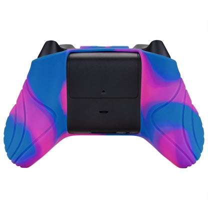 PlayVital Samurai Edition Pink & Purple & Blue Anti-slip Controller Grip Silicone Skin, Ergonomic Soft Rubber Protective Case Cover for Xbox Series S/X Controller with Black Thumb Stick Caps - WAX3015 PlayVital