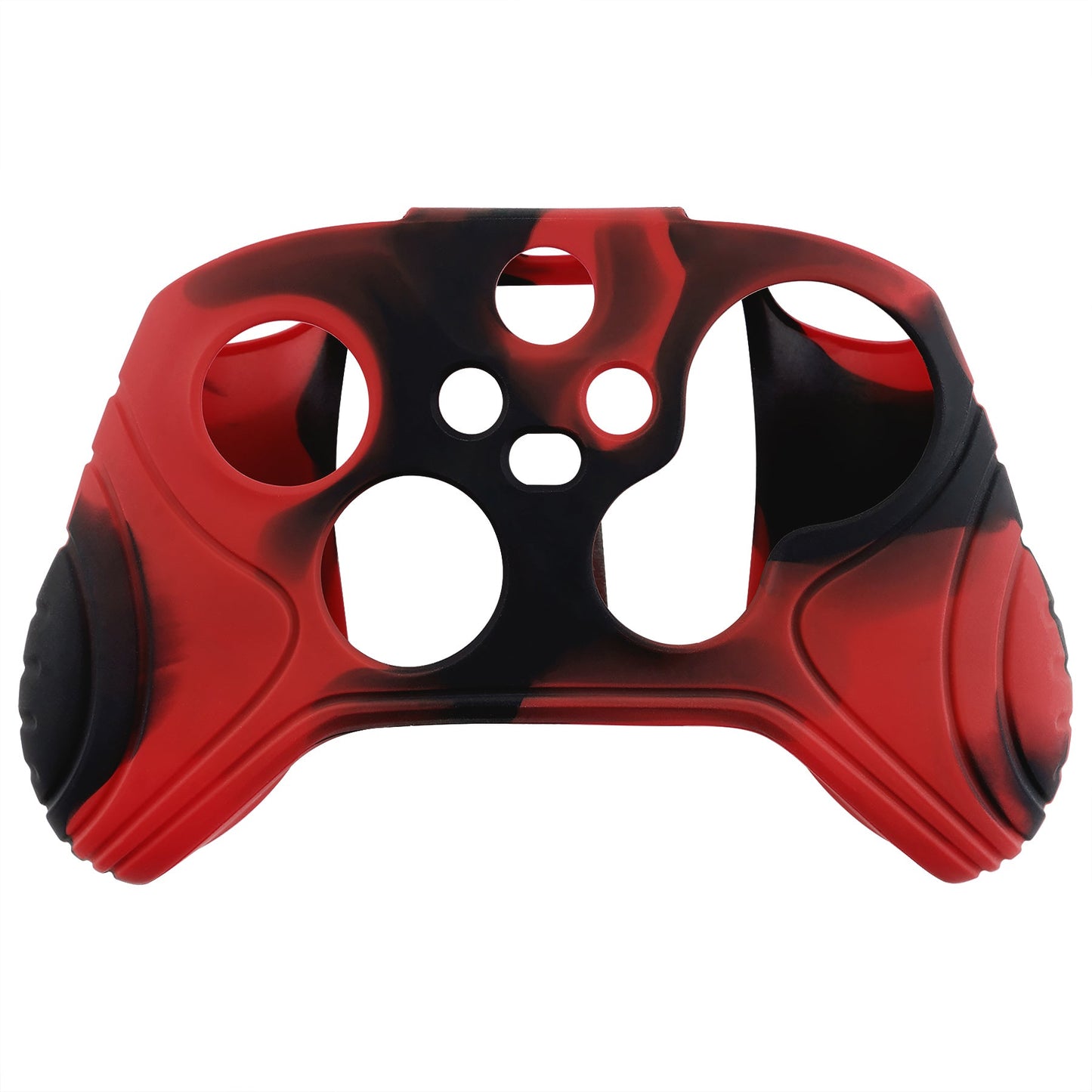 PlayVital Samurai Edition Red & Black Anti-slip Controller Grip Silicone Skin, Ergonomic Soft Rubber Protective Case Cover for Xbox Series S/X Controller with Black Thumb Stick Caps - WAX3016 PlayVital