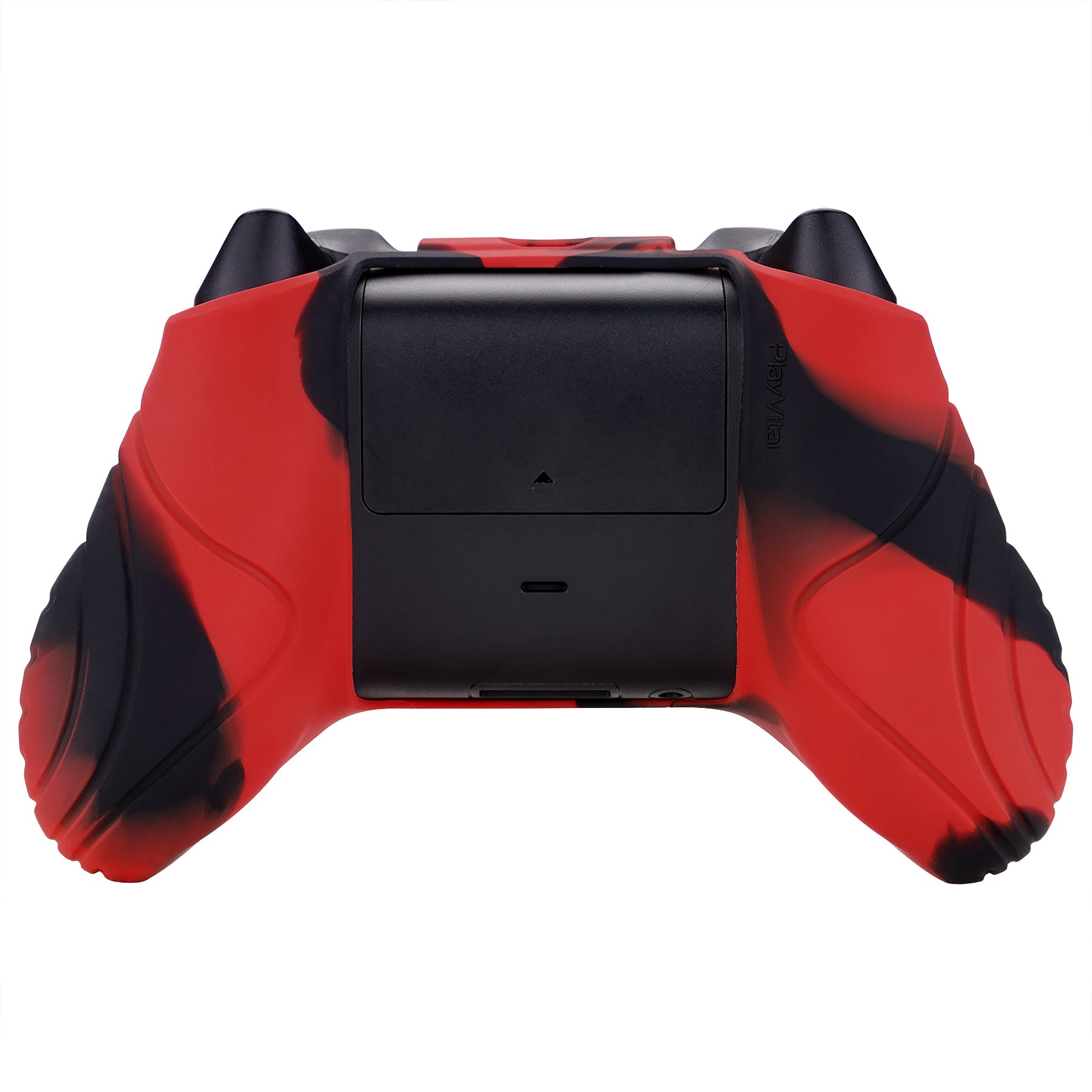 PlayVital Samurai Edition Red & Black Anti-slip Controller Grip Silicone Skin, Ergonomic Soft Rubber Protective Case Cover for Xbox Series S/X Controller with Black Thumb Stick Caps - WAX3016 PlayVital