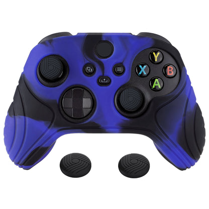 PlayVital Samurai Edition Anti-slip Controller Grip Silicone Skin, Ergonomic Soft Rubber Protective Case Cover for Xbox Series S/X Controller with Black Thumb Stick Caps - Blue & Black -  WAX3017 PlayVital