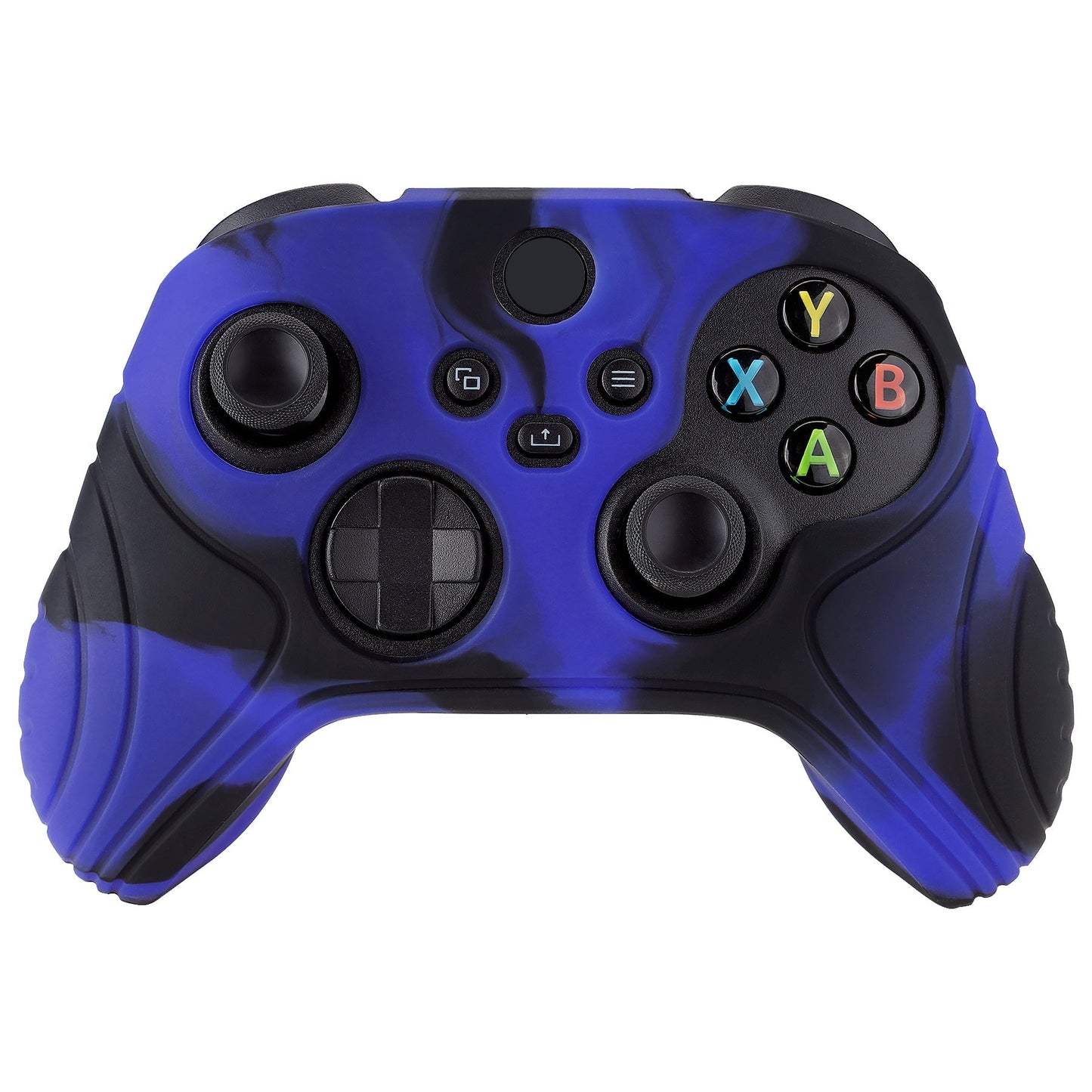 PlayVital Samurai Edition Anti-slip Controller Grip Silicone Skin, Ergonomic Soft Rubber Protective Case Cover for Xbox Series S/X Controller with Black Thumb Stick Caps - Blue & Black -  WAX3017 PlayVital