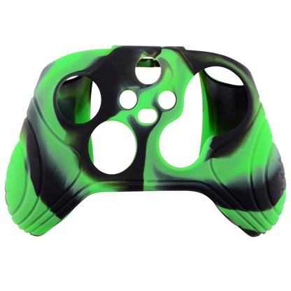 PlayVital Samurai Edition Green & Black Anti-slip Controller Grip Silicone Skin, Ergonomic Soft Rubber Protective Case Cover for Xbox Series S/X Controller with Black Thumb Stick Caps - WAX3018 PlayVital