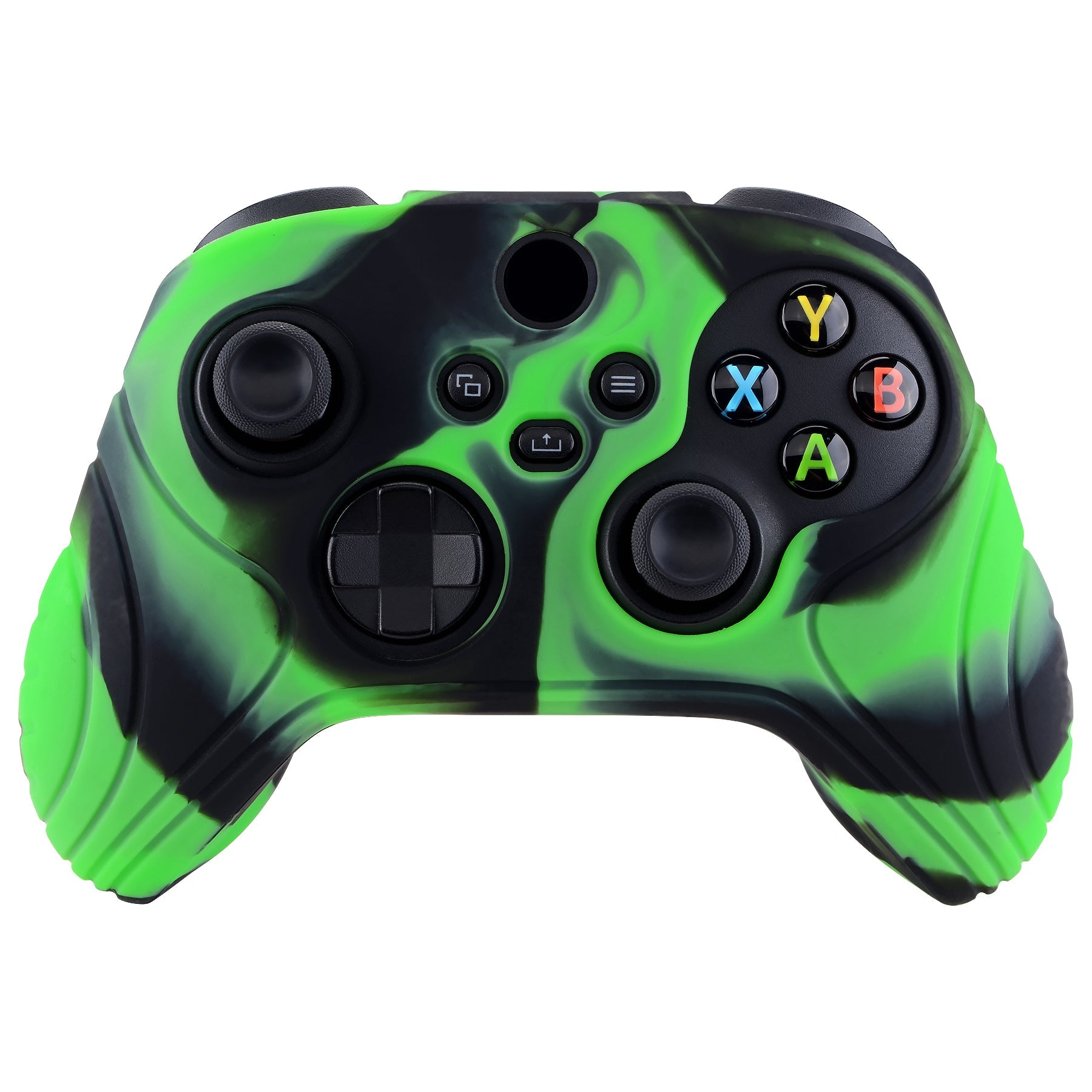 PlayVital Samurai Edition Green & Black Anti-slip Controller Grip Silicone Skin, Ergonomic Soft Rubber Protective Case Cover for Xbox Series S/X Controller with Black Thumb Stick Caps - WAX3018 PlayVital