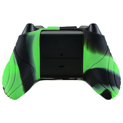 PlayVital Samurai Edition Green & Black Anti-slip Controller Grip Silicone Skin, Ergonomic Soft Rubber Protective Case Cover for Xbox Series S/X Controller with Black Thumb Stick Caps - WAX3018 PlayVital