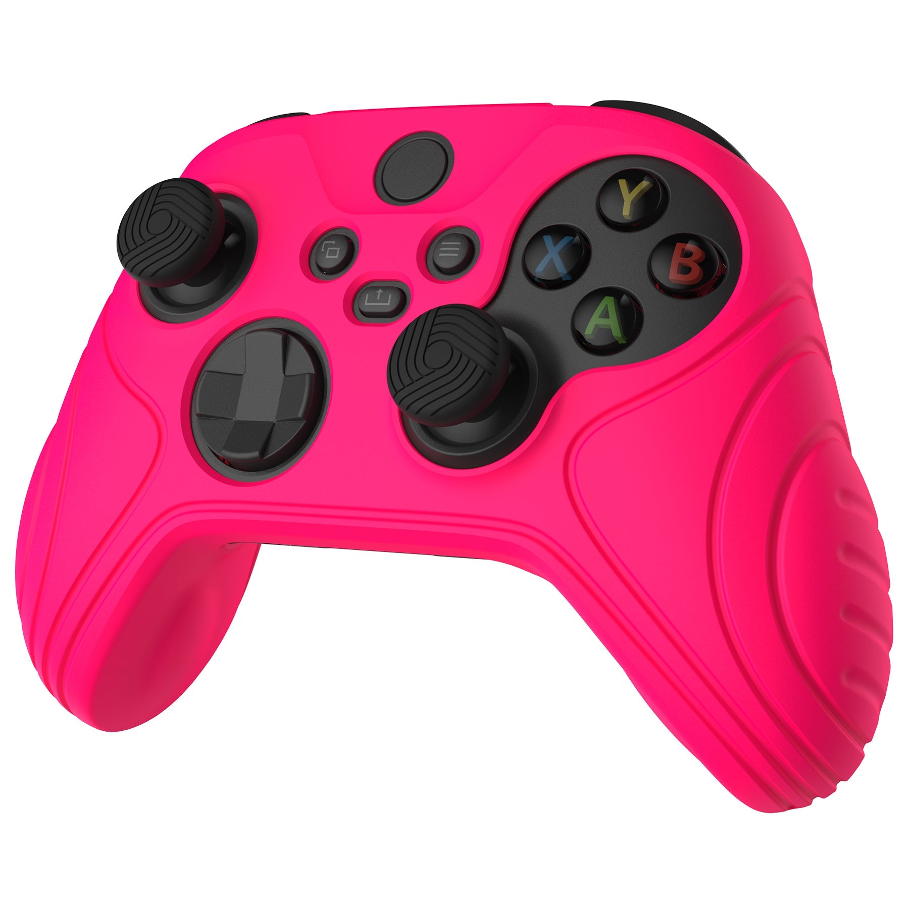 PlayVital Samurai Edition Bright Pink Anti-slip Controller Grip Silicone Skin, Ergonomic Soft Rubber Protective Case Cover for Xbox Series S/X Controller with Black Thumb Stick Caps - WAX3019 PlayVital