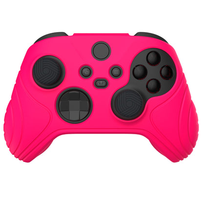 PlayVital Samurai Edition Bright Pink Anti-slip Controller Grip Silicone Skin, Ergonomic Soft Rubber Protective Case Cover for Xbox Series S/X Controller with Black Thumb Stick Caps - WAX3019 PlayVital