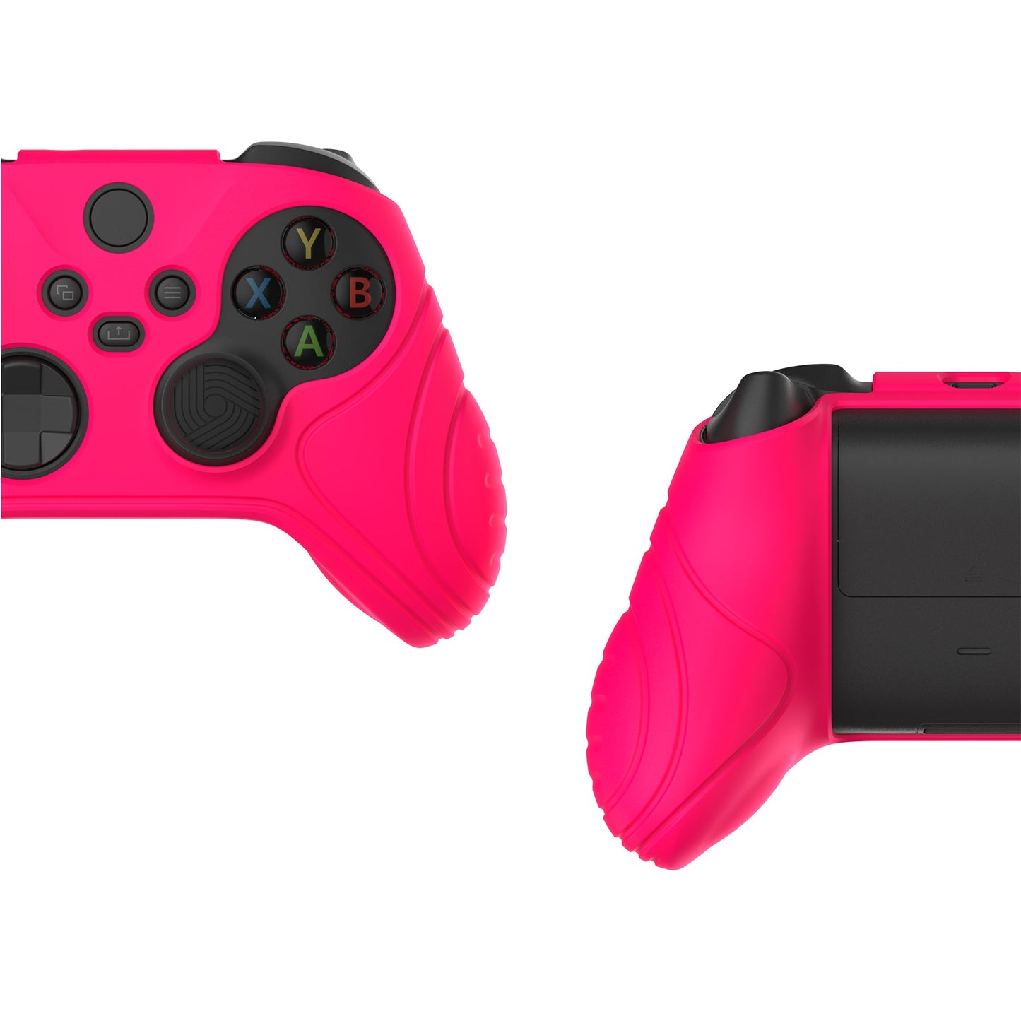 PlayVital Samurai Edition Bright Pink Anti-slip Controller Grip Silicone Skin, Ergonomic Soft Rubber Protective Case Cover for Xbox Series S/X Controller with Black Thumb Stick Caps - WAX3019 PlayVital