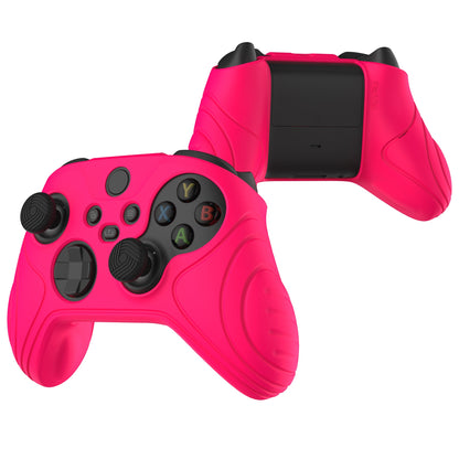 PlayVital Samurai Edition Bright Pink Anti-slip Controller Grip Silicone Skin, Ergonomic Soft Rubber Protective Case Cover for Xbox Series S/X Controller with Black Thumb Stick Caps - WAX3019 PlayVital