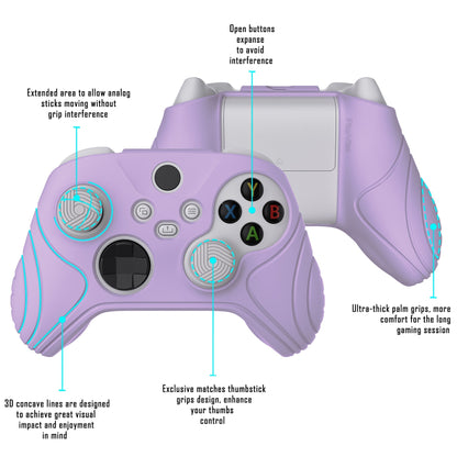 PlayVital Samurai Edition Mauve Purple Anti-slip Controller Grip Silicone Skin, Ergonomic Soft Rubber Protective Case Cover for Xbox Series S/X Controller with Black Thumb Stick Caps - WAX3009 PlayVital