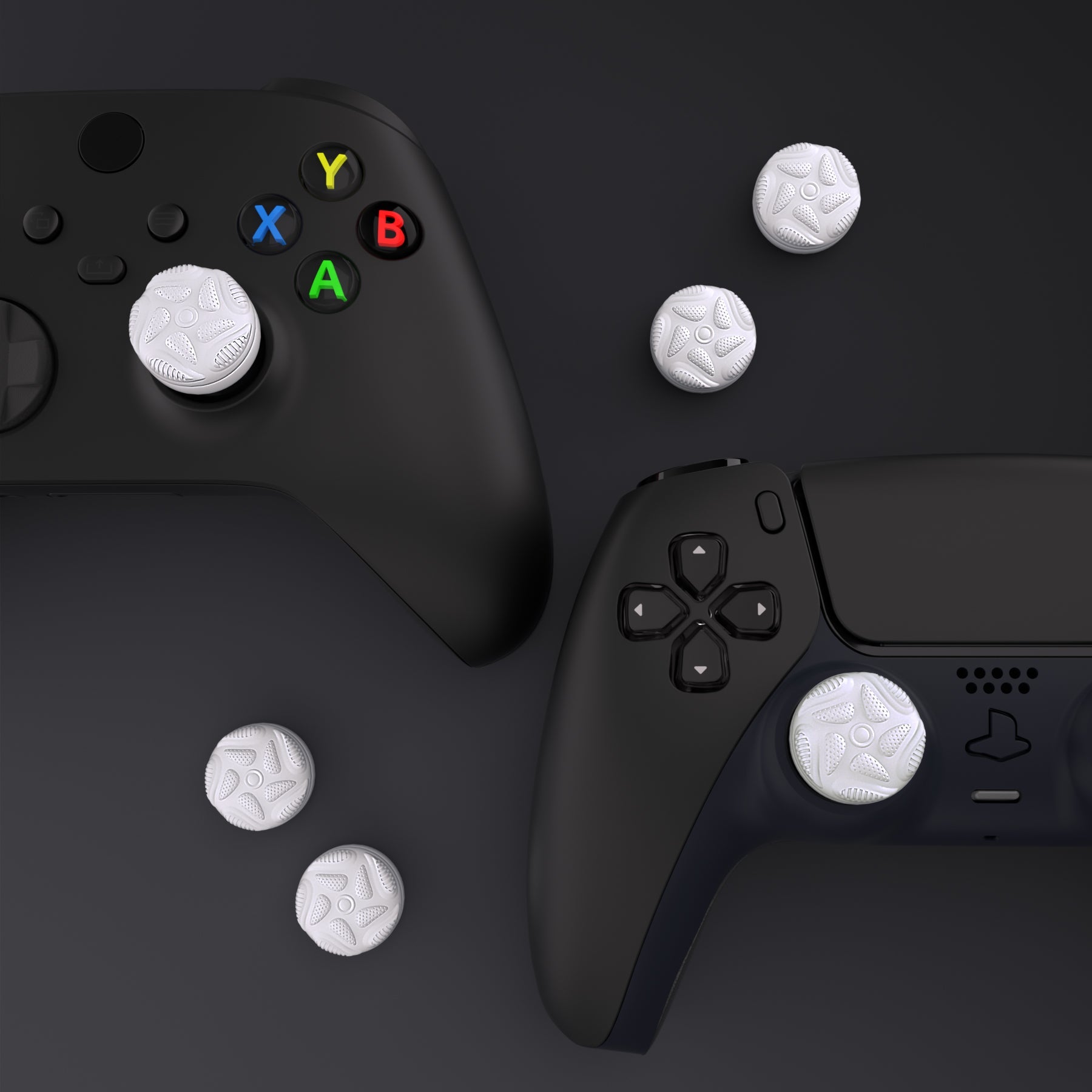 PlayVital Thumbs Cushion Caps Thumb Grips for ps5/4, Thumbstick Grip Cover for Xbox Series X/S, Thumb Grip Caps for Xbox One, Elite Series 2, for Switch Pro Controller - Raindrop Texture Design White - PJM3034 PlayVital