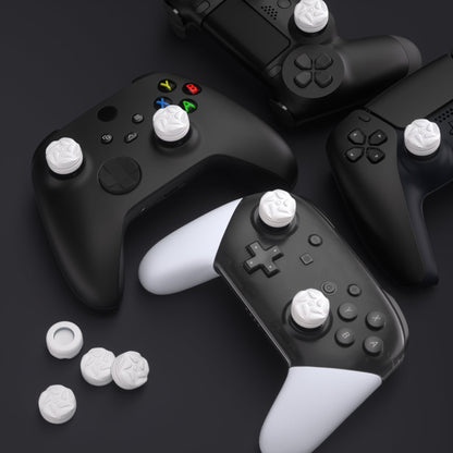 PlayVital Thumbs Cushion Caps Thumb Grips for ps5/4, Thumbstick Grip Cover for Xbox Series X/S, Thumb Grip Caps for Xbox One, Elite Series 2, for Switch Pro Controller - Raindrop Texture Design White - PJM3034 PlayVital