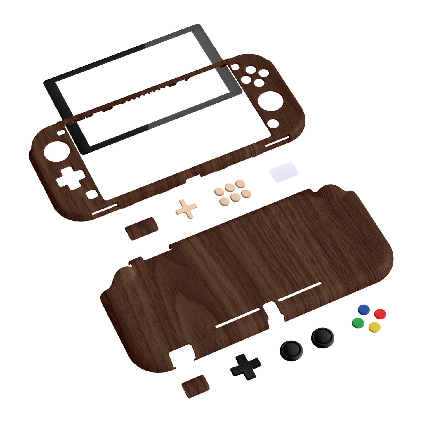 PlayVital Wooden Grain Protective Grip Case for Nintendo Switch Lite, Hard Cover Protector for Nintendo Switch Lite - Screen Protector & Thumb Grips & Buttons Stickers Included - YYNLS002 PlayVital