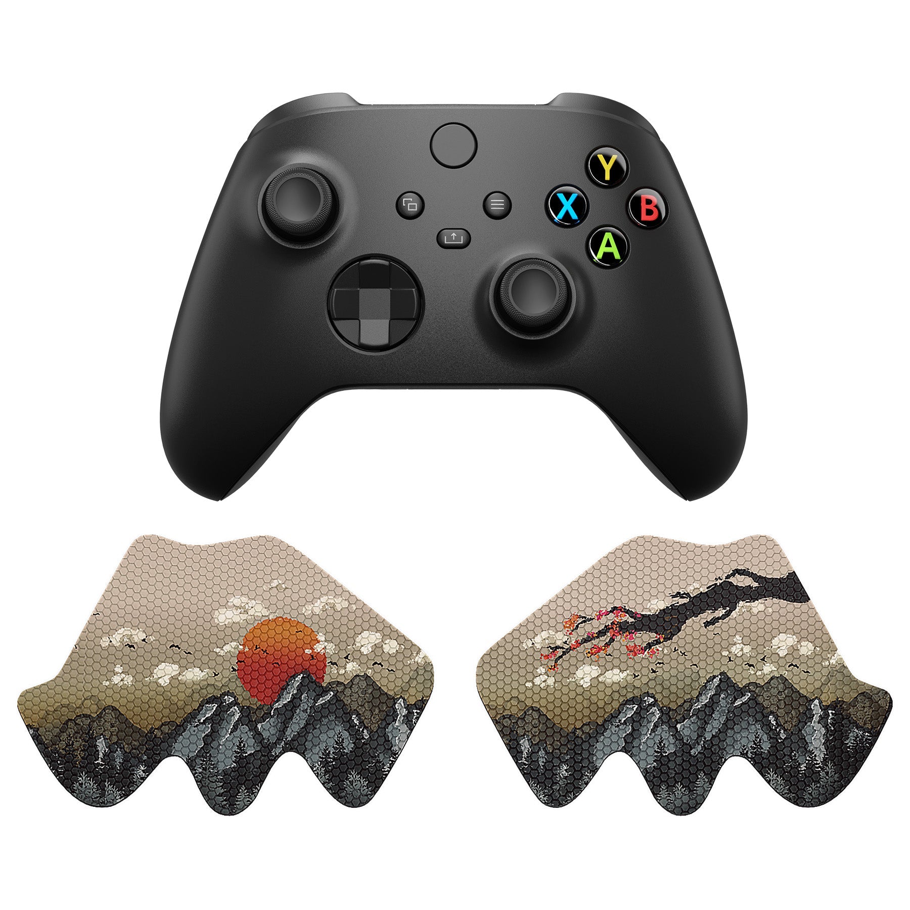 PlayVital Anti-Skid Sweat-Absorbent Controller Grip for Xbox Series X/S Controller, Professional Textured Soft Rubber Pads Handle Grips for Xbox Core Wireless Controller - View of Rising Sun - X3PJ033 PlayVital