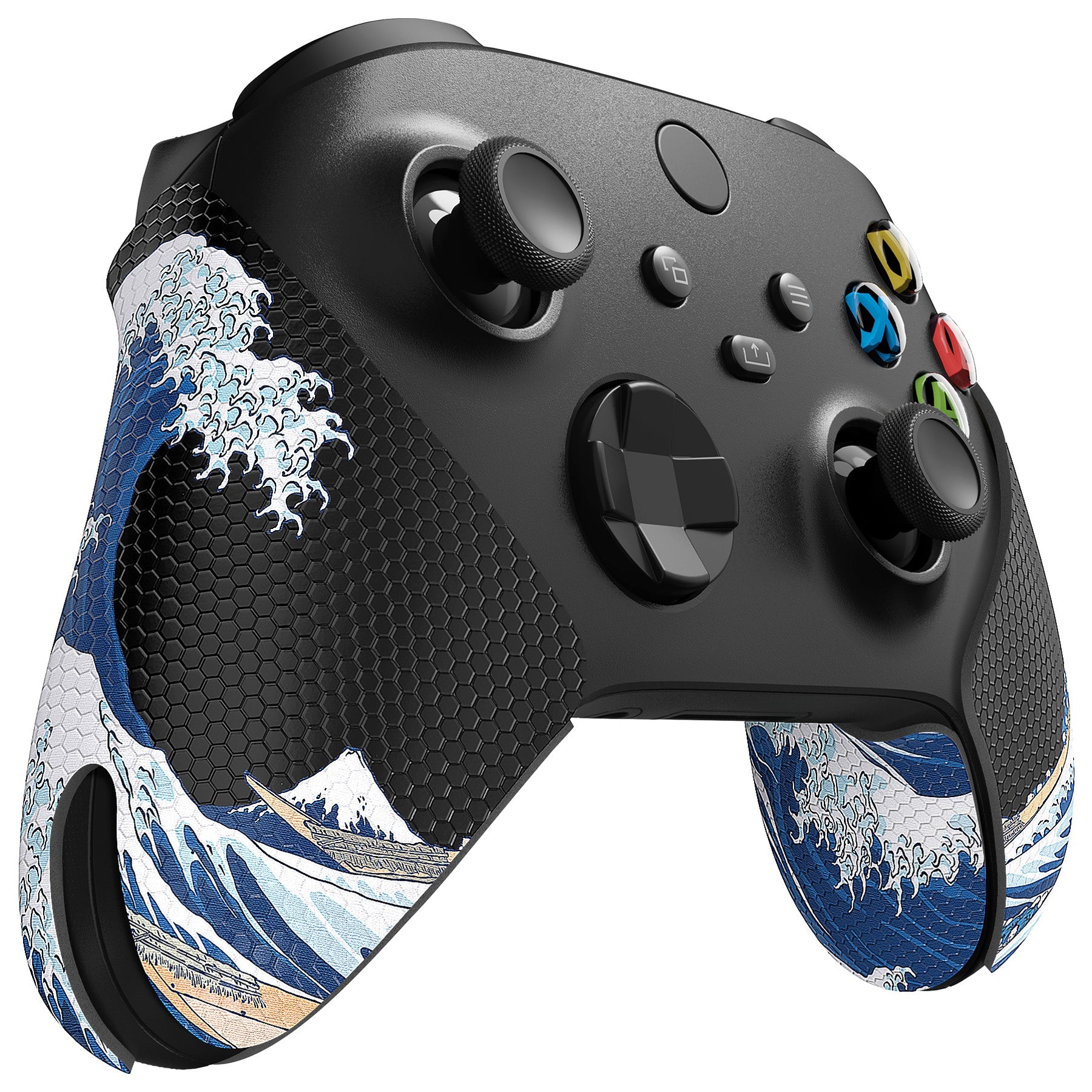 PlayVital The Great Wave Off Kanagawa Anti-Skid Sweat-Absorbent Controller Grip for Xbox Series X/S Controller, Professional Textured Soft Rubber Pads Handle Grips for Xbox Series X/S Controller - X3PJ034 PlayVital