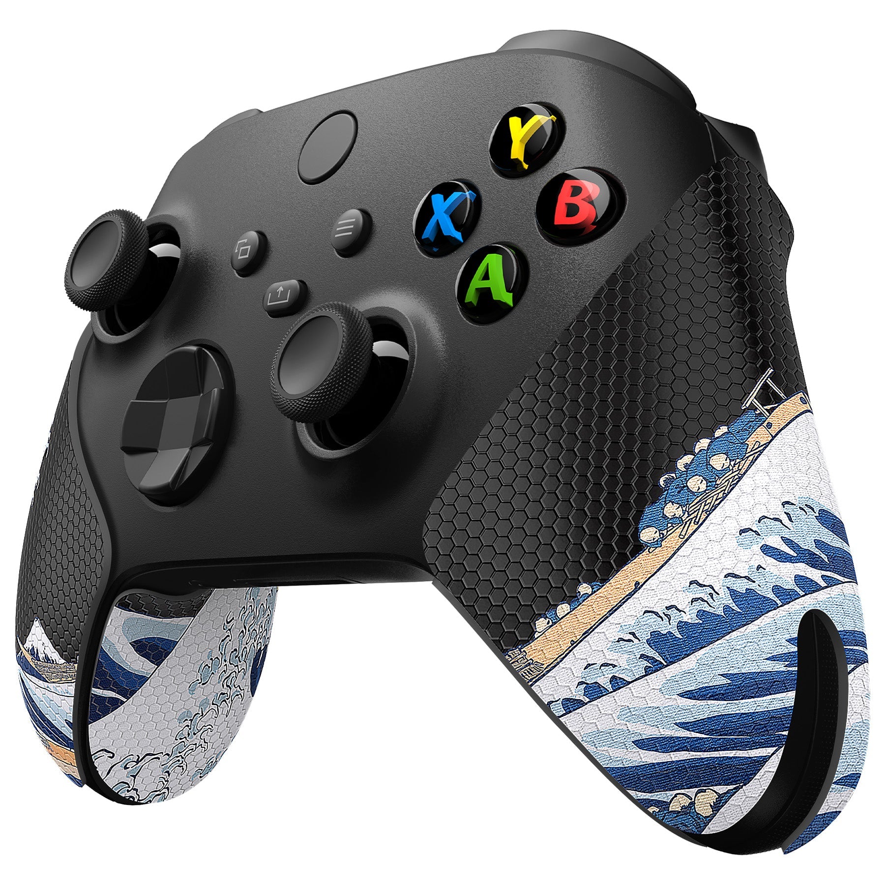 PlayVital The Great Wave Off Kanagawa Anti-Skid Sweat-Absorbent Controller Grip for Xbox Series X/S Controller, Professional Textured Soft Rubber Pads Handle Grips for Xbox Series X/S Controller - X3PJ034 PlayVital