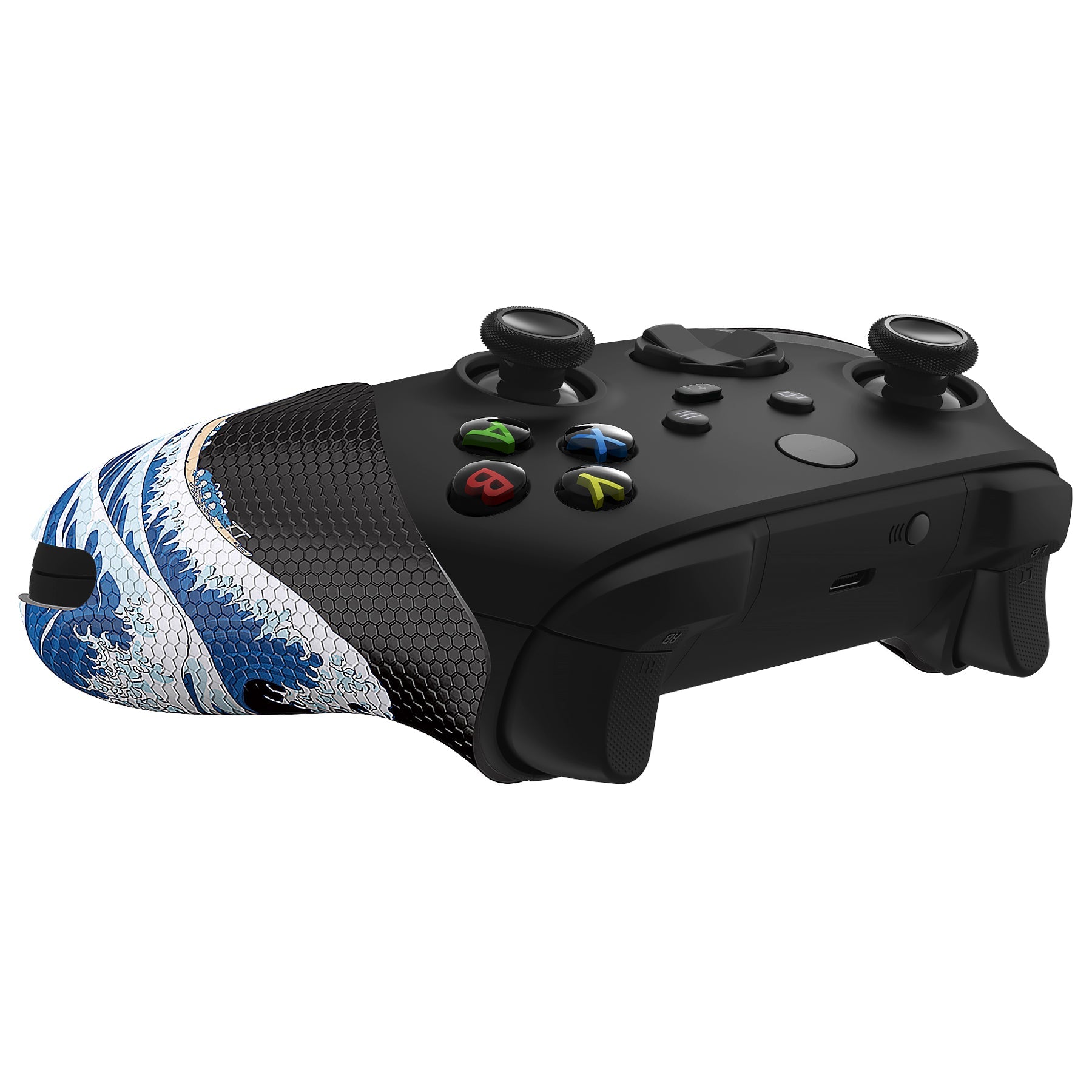 PlayVital The Great Wave Off Kanagawa Anti-Skid Sweat-Absorbent Controller Grip for Xbox Series X/S Controller, Professional Textured Soft Rubber Pads Handle Grips for Xbox Series X/S Controller - X3PJ034 PlayVital