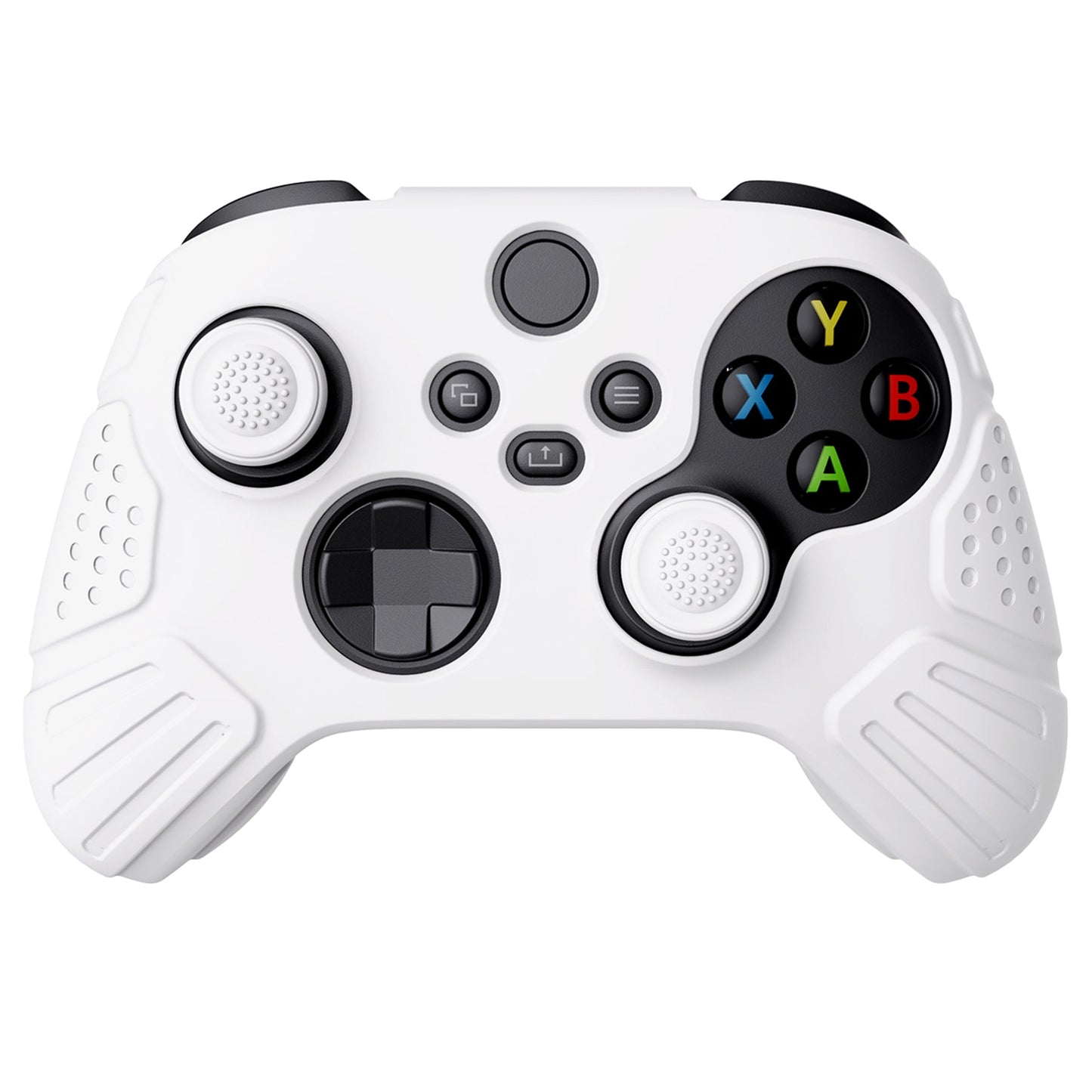 PlayVital Guardian Edition White Ergonomic Soft Anti-slip Controller Silicone Case Cover, Rubber Protector Skins with White Joystick Caps for Xbox Series S and Xbox Series X Controller - HCX3002 PlayVital