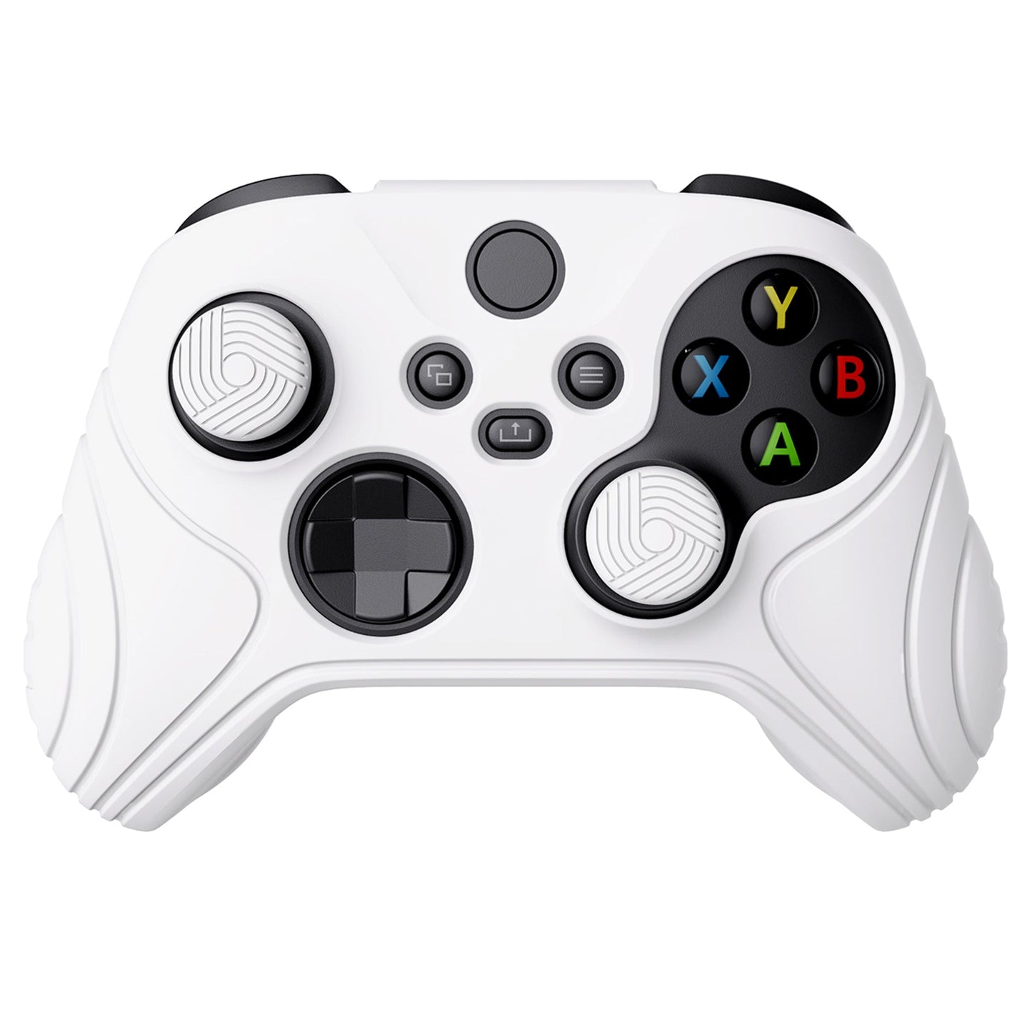 PlayVital Samurai Edition White Anti-slip Controller Grip Silicone Skin, Ergonomic Soft Rubber Protective Case Cover for Xbox Series S/X Controller Model 1914 with White Thumb Stick Caps - WAX3002 PlayVital