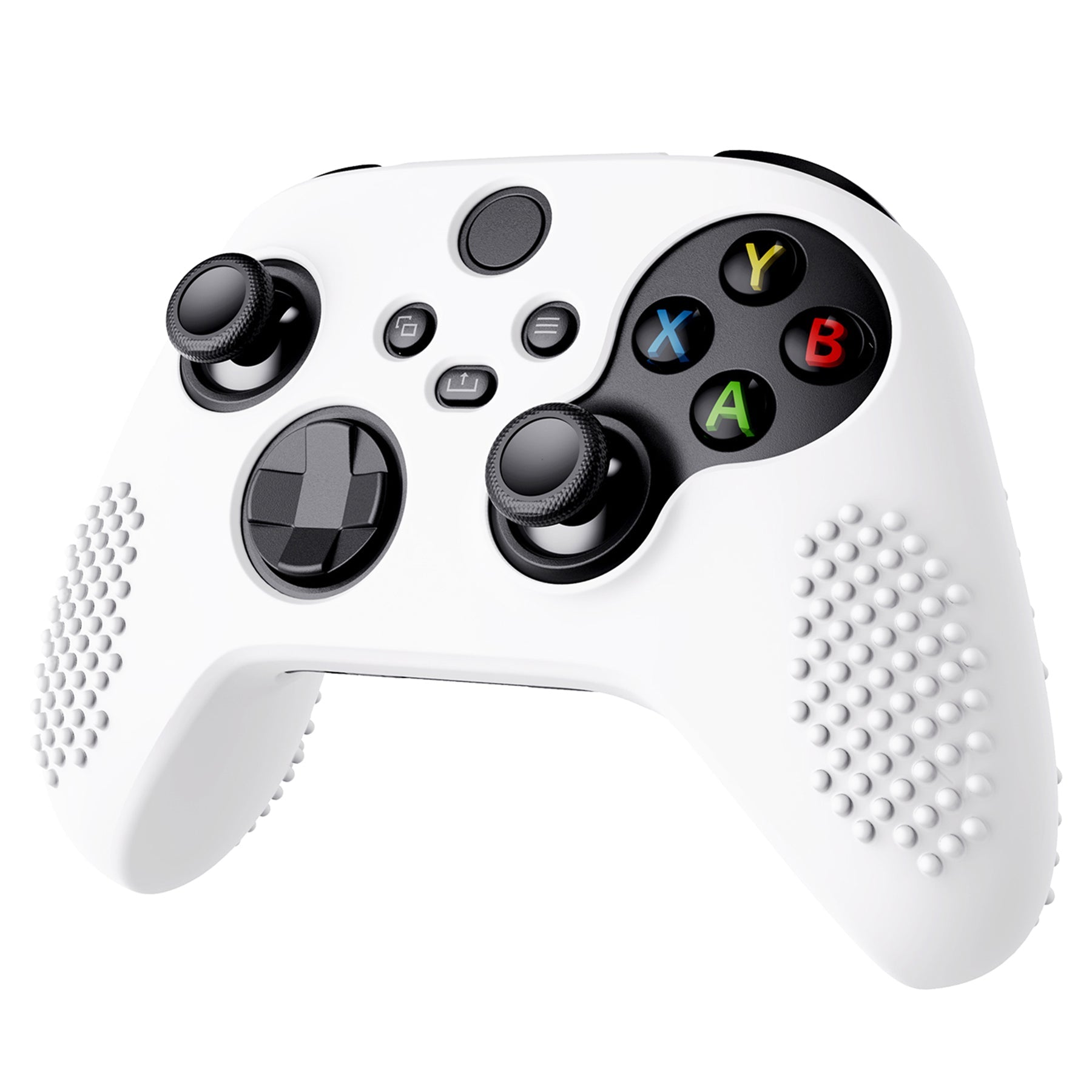 PlayVital White 3D Studded Edition Anti-slip Silicone Cover Skin for Xbox Series X Controller, Soft Rubber Case Protector for Xbox Series S Controller with 6 White Thumb Grip Caps - SDX3002 PlayVital