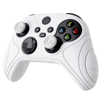 PlayVital Samurai Edition White Anti-slip Controller Grip Silicone Skin, Ergonomic Soft Rubber Protective Case Cover for Xbox Series S/X Controller Model 1914 with White Thumb Stick Caps - WAX3002 PlayVital