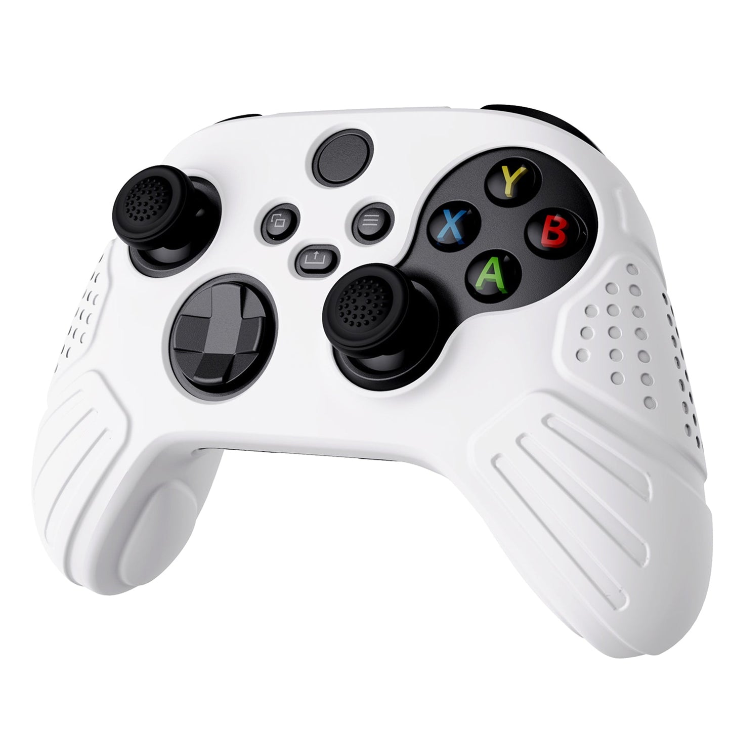 PlayVital Guardian Edition White Ergonomic Soft Anti-slip Controller Silicone Case Cover, Rubber Protector Skins with White Joystick Caps for Xbox Series S and Xbox Series X Controller - HCX3002 PlayVital