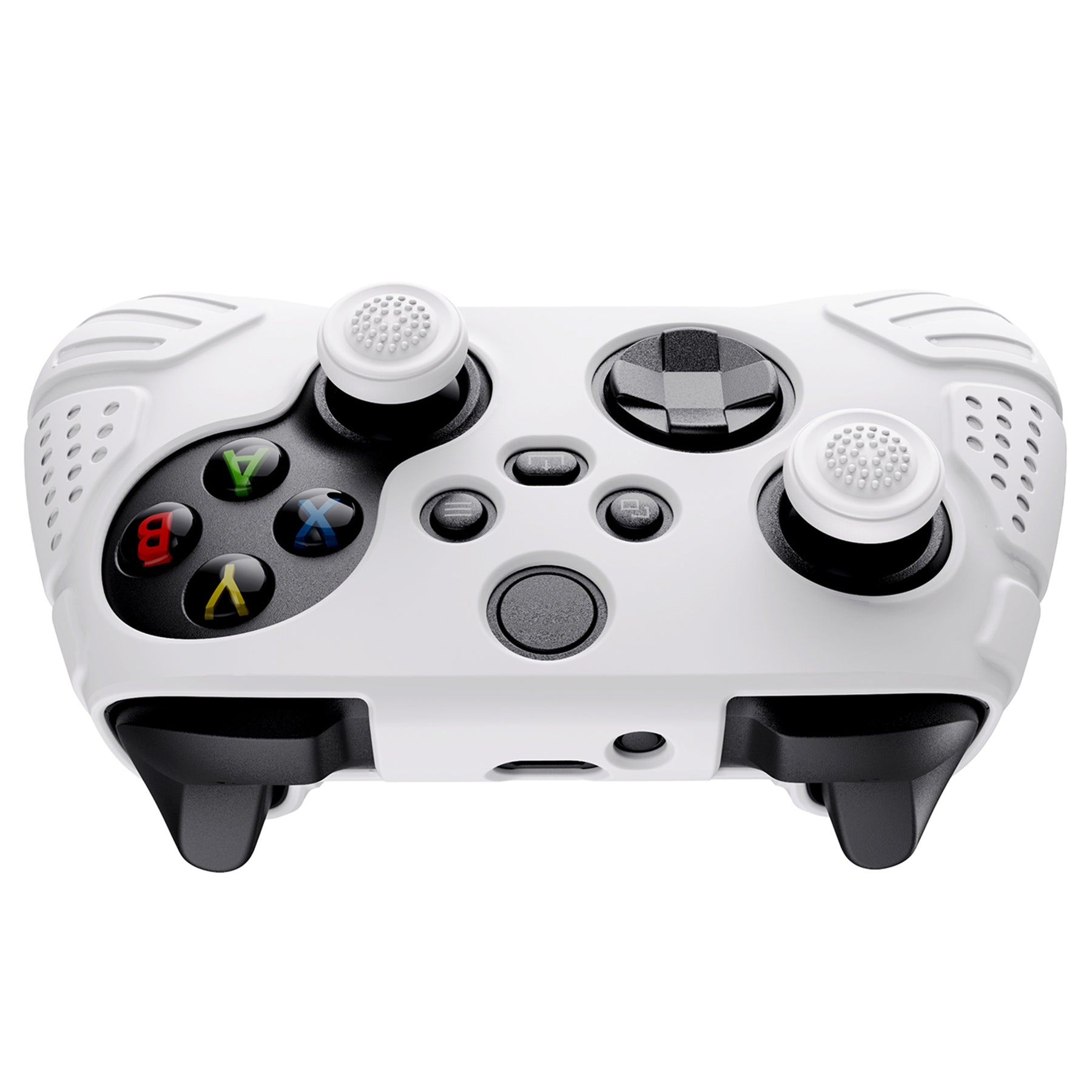 PlayVital Guardian Edition White Ergonomic Soft Anti-slip Controller Silicone Case Cover, Rubber Protector Skins with White Joystick Caps for Xbox Series S and Xbox Series X Controller - HCX3002 PlayVital