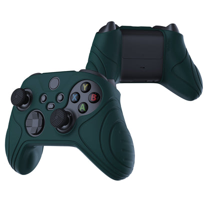 PlayVital Samurai Edition Racing Green Anti-slip Controller Grip Silicone Skin, Ergonomic Soft Rubber Protective Case Cover for Xbox Series S/X Controller with Black Thumb Stick Caps - WAX3004 PlayVital