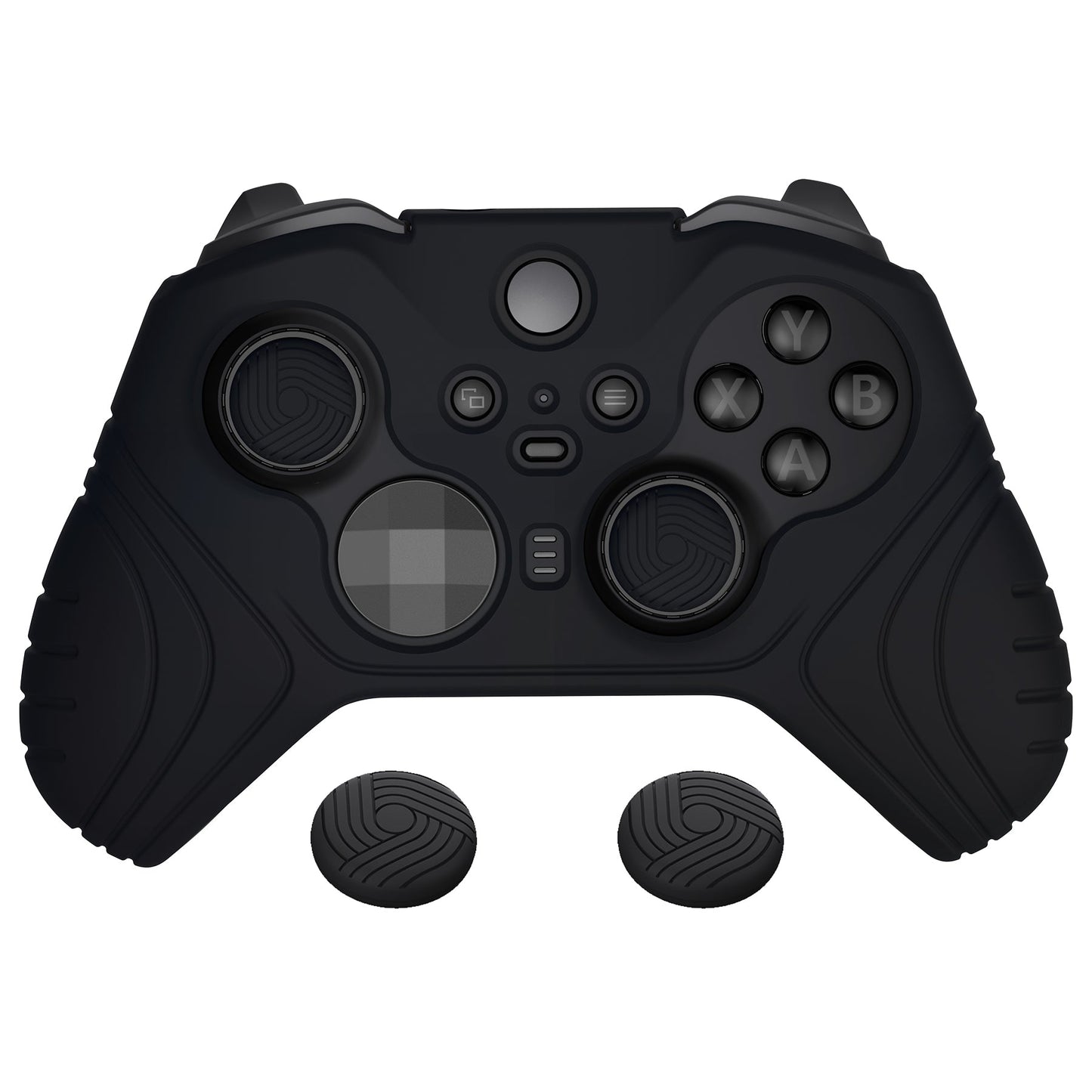 PlayVital Samurai Edition Anti Slip Silicone Case Cover for Xbox Elite Wireless Controller Series 2, Ergonomic Soft Rubber Skin Protector for Xbox Elite Series 2 with Thumb Grip Caps - Black - XBE2M001 playvital