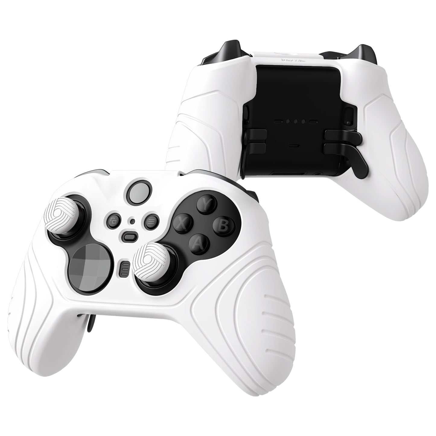 PlayVital Samurai Edition Anti Slip Silicone Case Cover for Xbox Elite Wireless Controller Series 2, Ergonomic Soft Rubber Skin Protector for Xbox Elite Series 2 with Thumb Grip Caps - White - XBE2M002 playvital