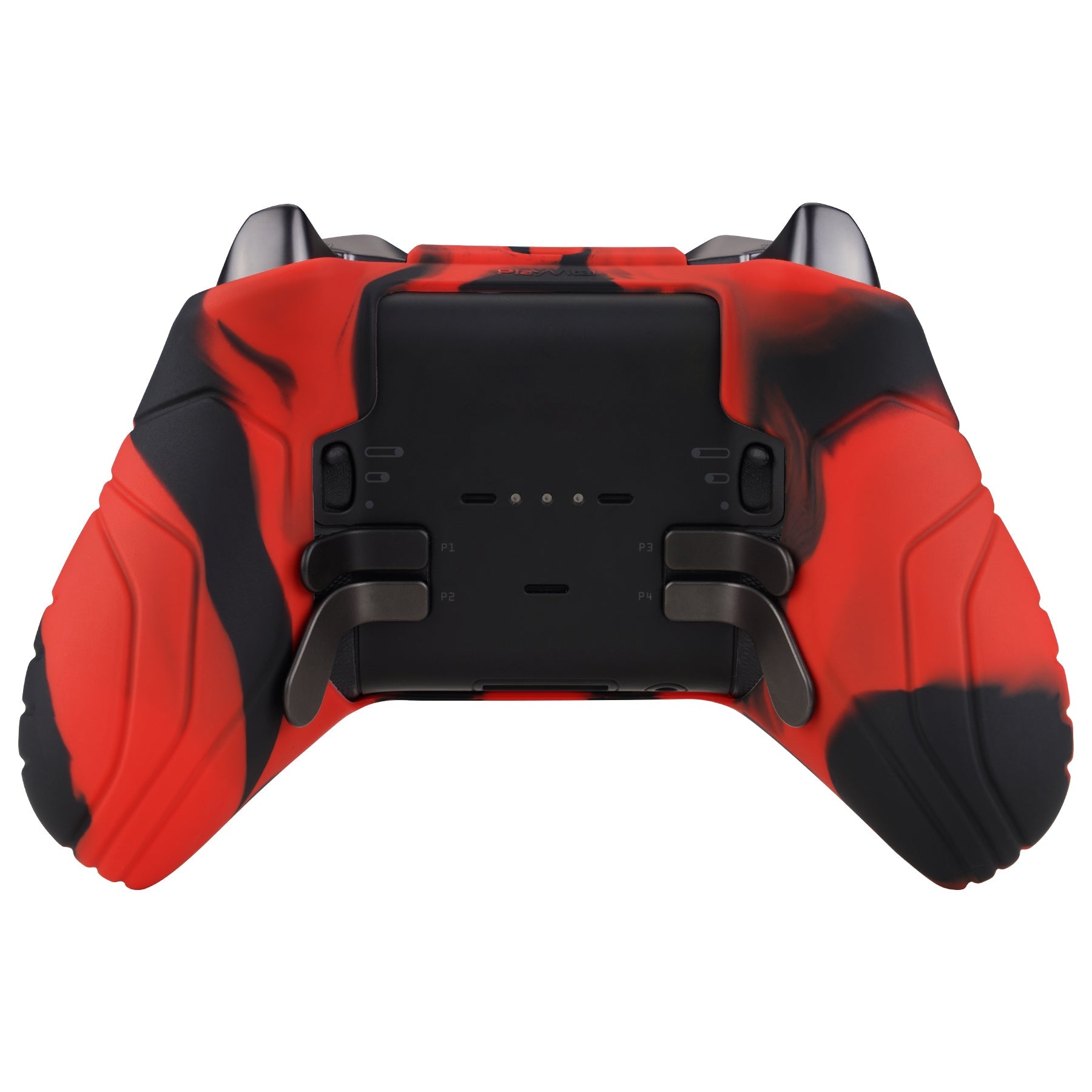 PlayVital Samurai Edition Anti Slip Silicone Case Cover for Xbox Elite Wireless Controller Series 2, Ergonomic Soft Rubber Skin Protector for Xbox Elite Series 2 with Thumb Grip Caps - Red & Black - XBE2M004 playvital