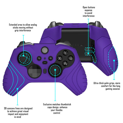 PlayVital Samurai Edition Anti Slip Silicone Case Cover for Xbox Elite Wireless Controller Series 2, Ergonomic Soft Rubber Skin Protector for Xbox Elite Series 2 with Thumb Grip Caps - Purple - XBE2M009 playvital