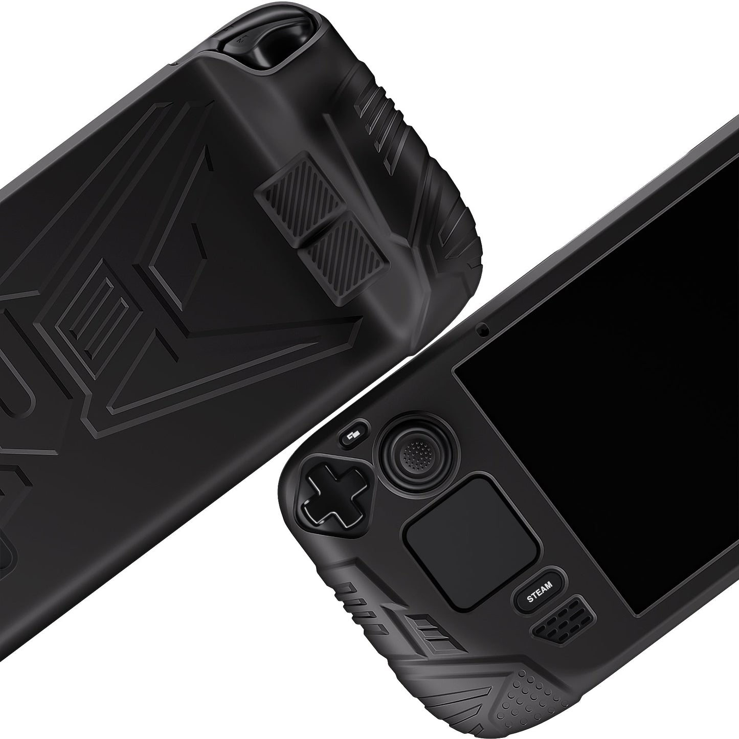 PlayVital Armor Series Protective Case for Steam Deck, Soft Cover Silicone Protector for Steam Deck with Back Button Enhancement Designed & Thumb Grips Caps - Black - XFSDP001 PlayVital