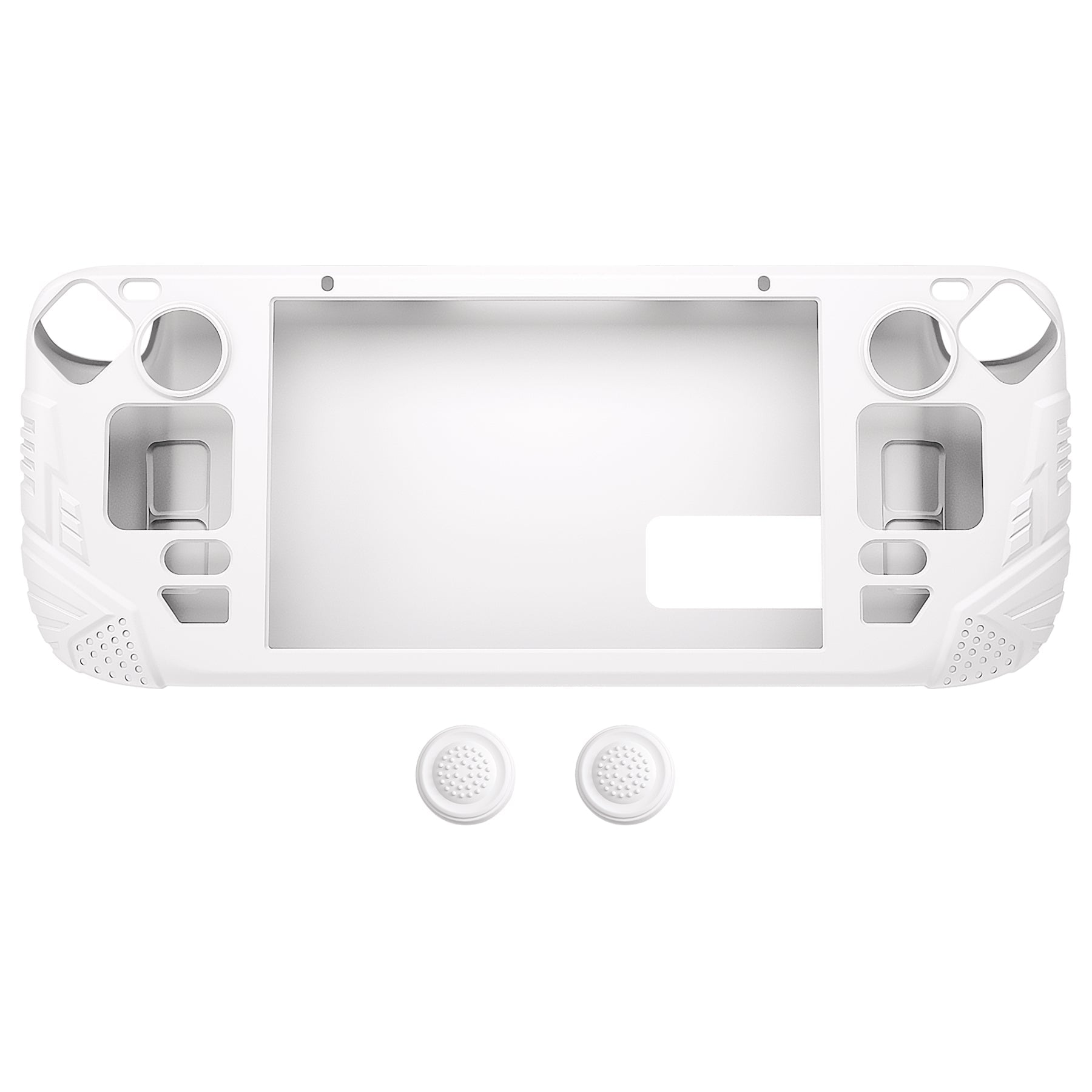 PlayVital Armor Series Protective Case for Steam Deck, Soft Cover Silicone Protector for Steam Deck with Back Button Enhancement Designed & Thumb Grips Caps - White - XFSDP002 PlayVital