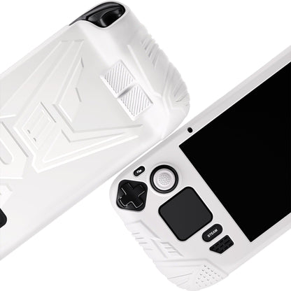 PlayVital Armor Series Protective Case for Steam Deck, Soft Cover Silicone Protector for Steam Deck with Back Button Enhancement Designed & Thumb Grips Caps - White - XFSDP002 PlayVital