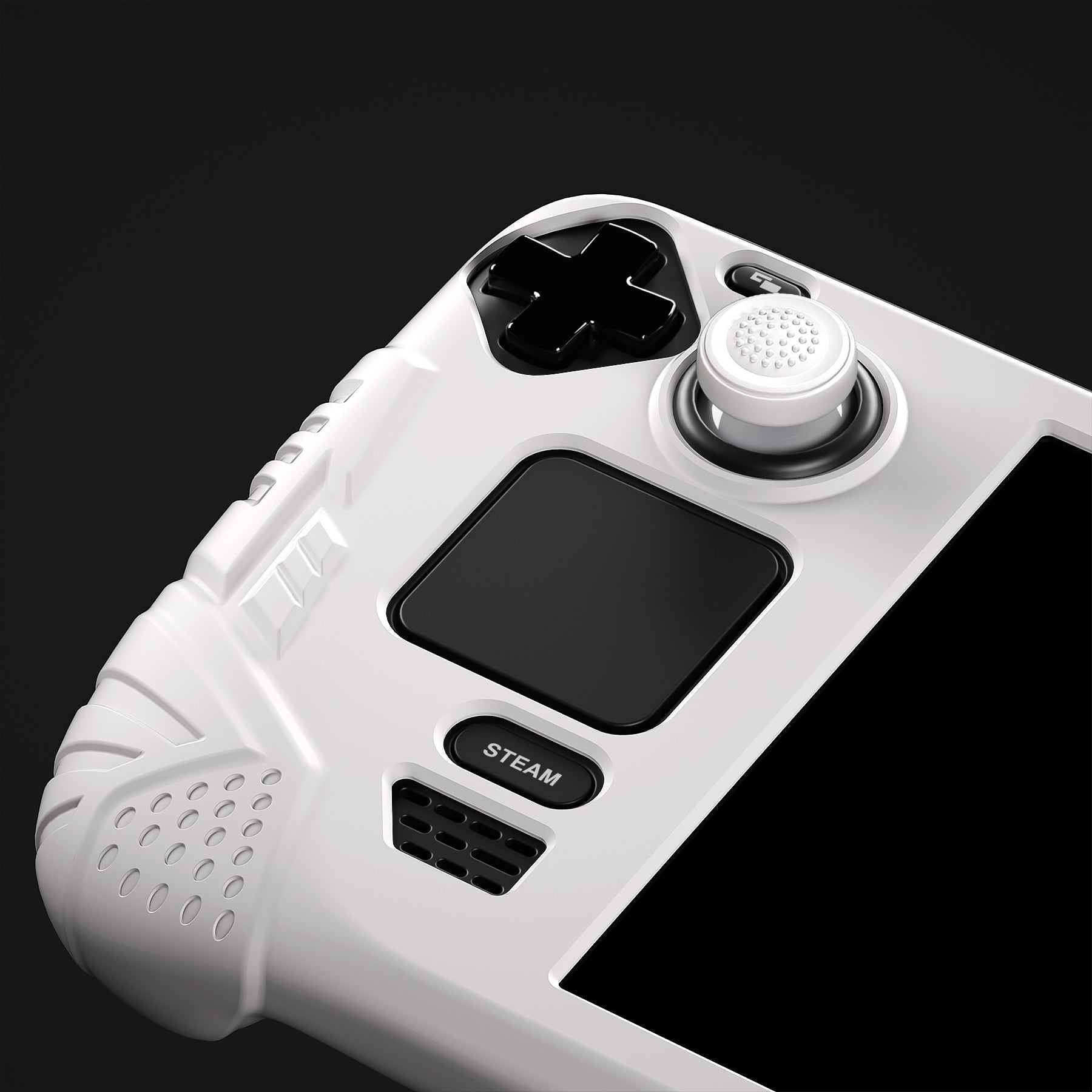 PlayVital Armor Series Protective Case for Steam Deck, Soft Cover Silicone Protector for Steam Deck with Back Button Enhancement Designed & Thumb Grips Caps - White - XFSDP002 PlayVital