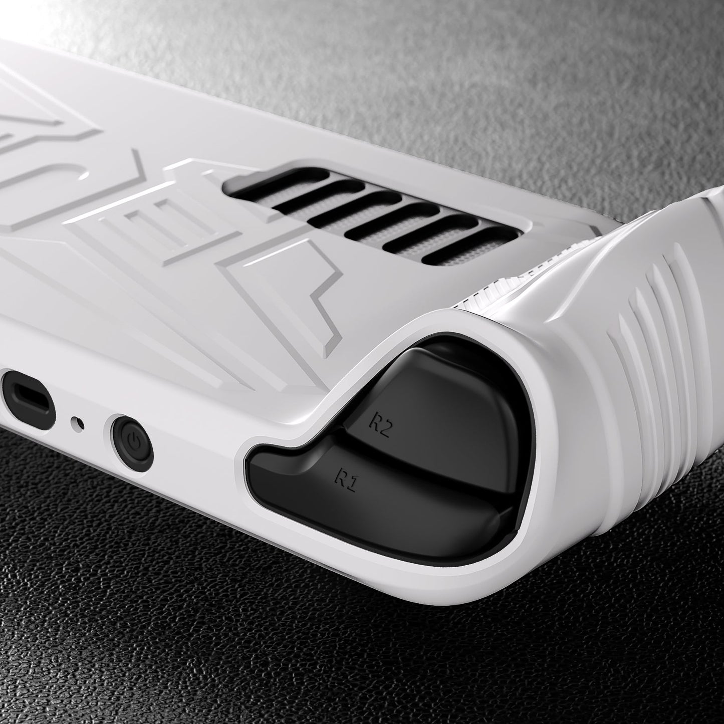 PlayVital Armor Series Protective Case for Steam Deck, Soft Cover Silicone Protector for Steam Deck with Back Button Enhancement Designed & Thumb Grips Caps - White - XFSDP002 PlayVital