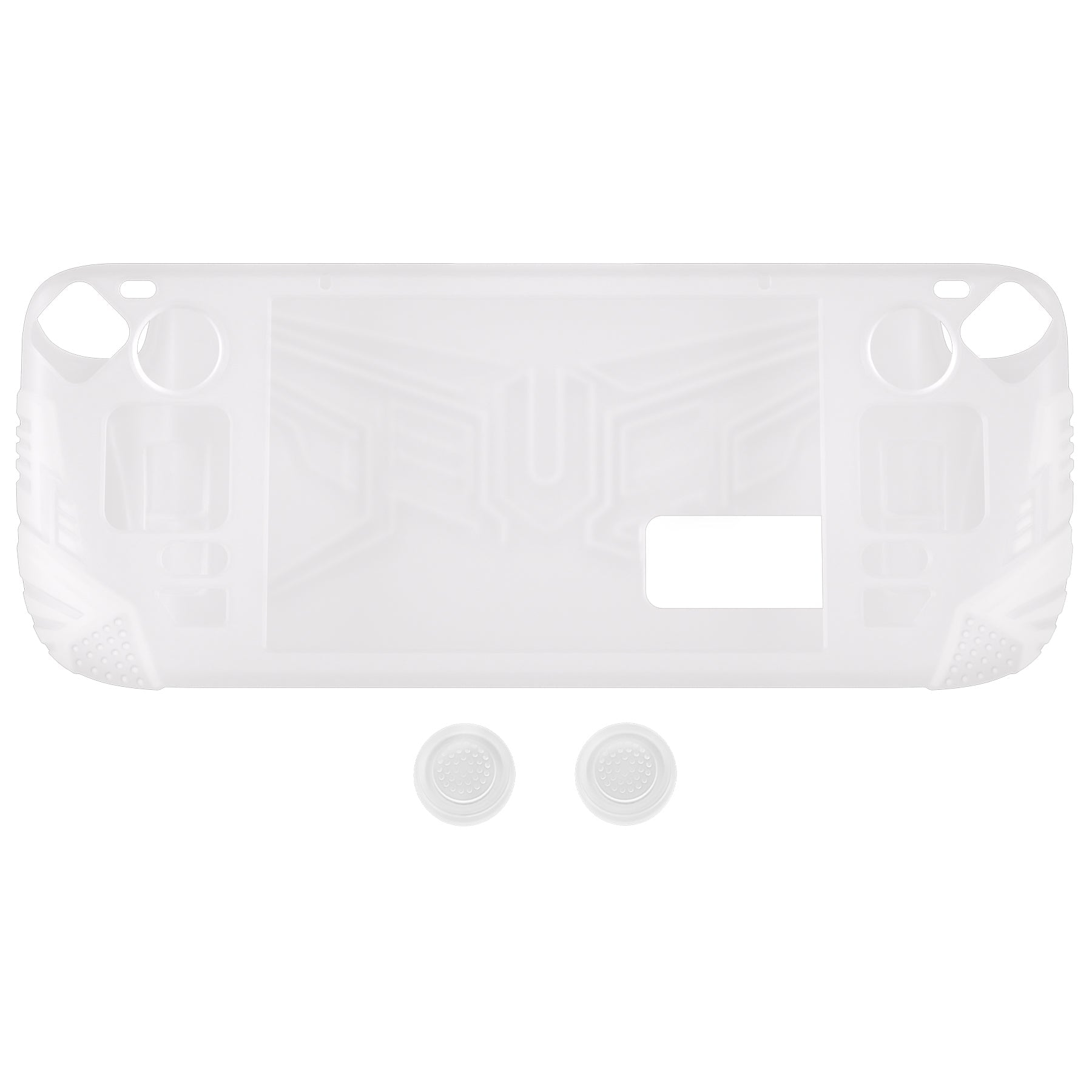 PlayVital Armor Series Protective Case for Steam Deck, Soft Cover Silicone Protector for Steam Deck with Back Button Enhancement Designed & Thumb Grips Caps - Clear White - XFSDP003 PlayVital