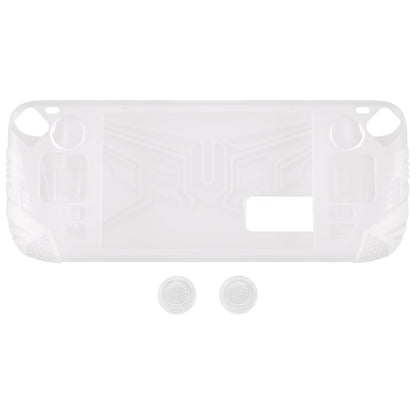 PlayVital Armor Series Protective Case for Steam Deck, Soft Cover Silicone Protector for Steam Deck with Back Button Enhancement Designed & Thumb Grips Caps - Clear White - XFSDP003 PlayVital