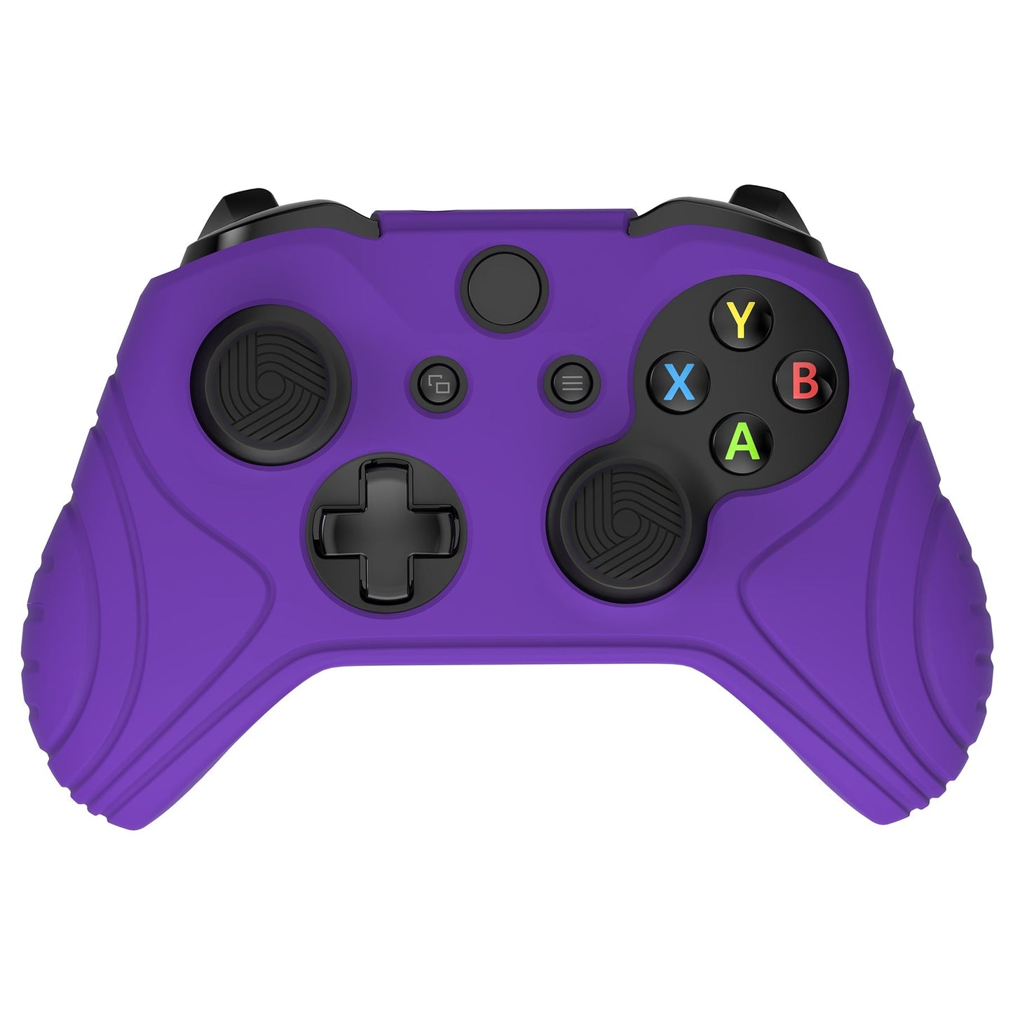 PlayVital Samurai Edition Purple Anti-Slip Controller Grip Silicone Skin for Xbox One X/S Controller, Ergonomic Soft Rubber Protective Case Cover for Xbox One S/X Controller with Black Thumb Stick Caps - XOQ038 playvital