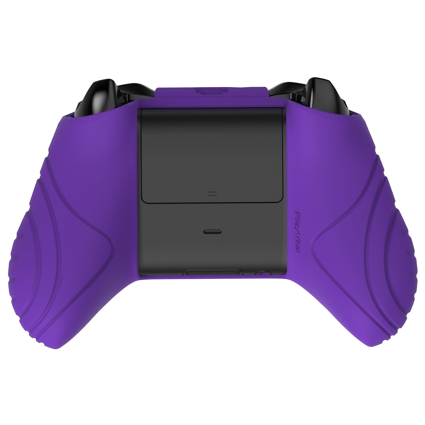 PlayVital Samurai Edition Purple Anti-Slip Controller Grip Silicone Skin for Xbox One X/S Controller, Ergonomic Soft Rubber Protective Case Cover for Xbox One S/X Controller with Black Thumb Stick Caps - XOQ038 playvital