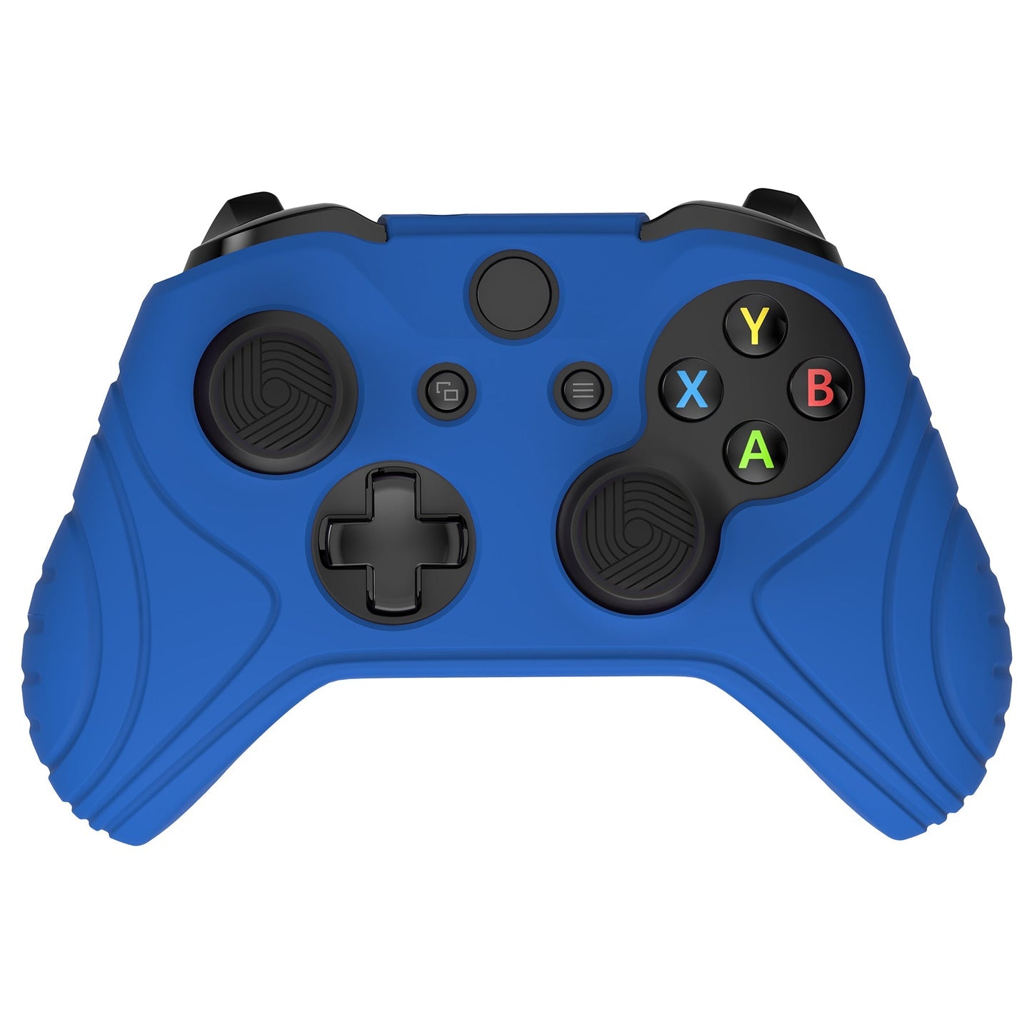 PlayVital Samurai Edition Blue Anti-Slip Controller Grip Silicone Skin for Xbox One X/S Controller, Ergonomic Soft Rubber Protective Case Cover for Xbox One S/X Controller with Black Thumb Stick Caps - XOQ039 playvital